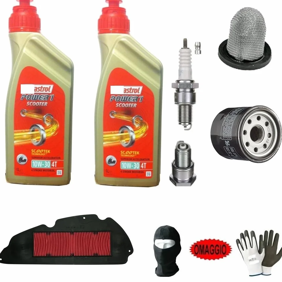 TAGLIANDO-MANUTENZIONE COMPLETO MOTORE CAMBIO LUBRIFICANTE C- ASTROL 10W30 SCOOTER SEMISINTETICO FORMULA 10W30 4T SUPER ACCELLERAZIONE FILTRO OLIO+F.ARIA+CANDELA PER HONDA SH 350