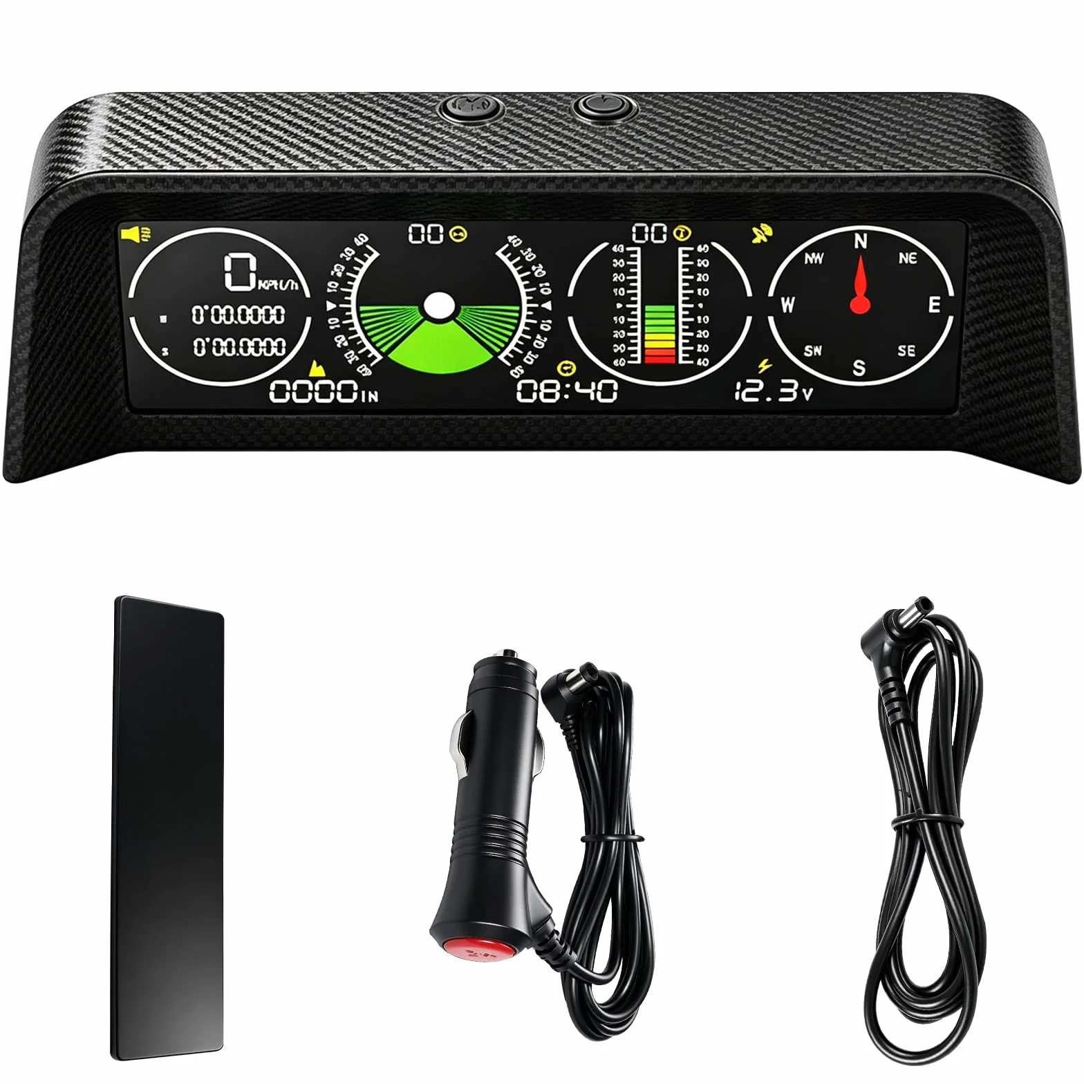 Inclinometro 4x4, Inclinometro Digitale Fuoristrada, Tachimetro Universale per Auto, Head Up Display Auto GPS HUD Con Bussola, Spina accendisigari