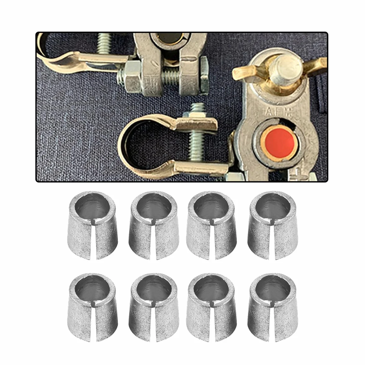JNNJ 8 Pezzi Manicotto Terminale Adattatore Convertitore, Adattatori per Terminali Del Convertitore Della Batteria Auto, Manicotti per Catodo Anodo Batteria Auto, Per Postazione Convertitore