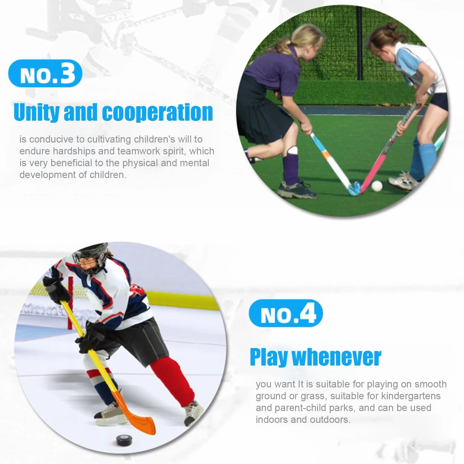Bastoni da hockey per interni - Set di mazze da hockey leggeri per bambini principianti