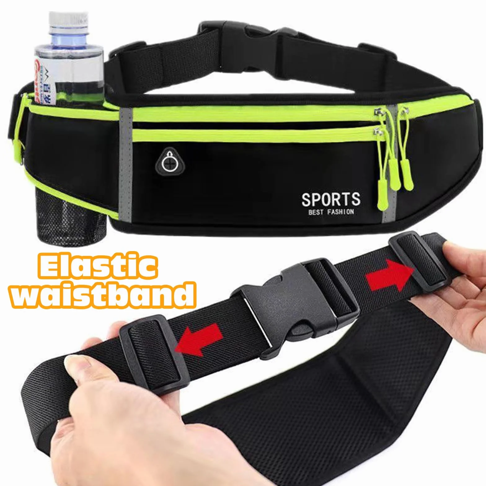 Marsupio Running Impermeabile Sportivo con Borsa a Rete per Borraccia - Fitness Corsa