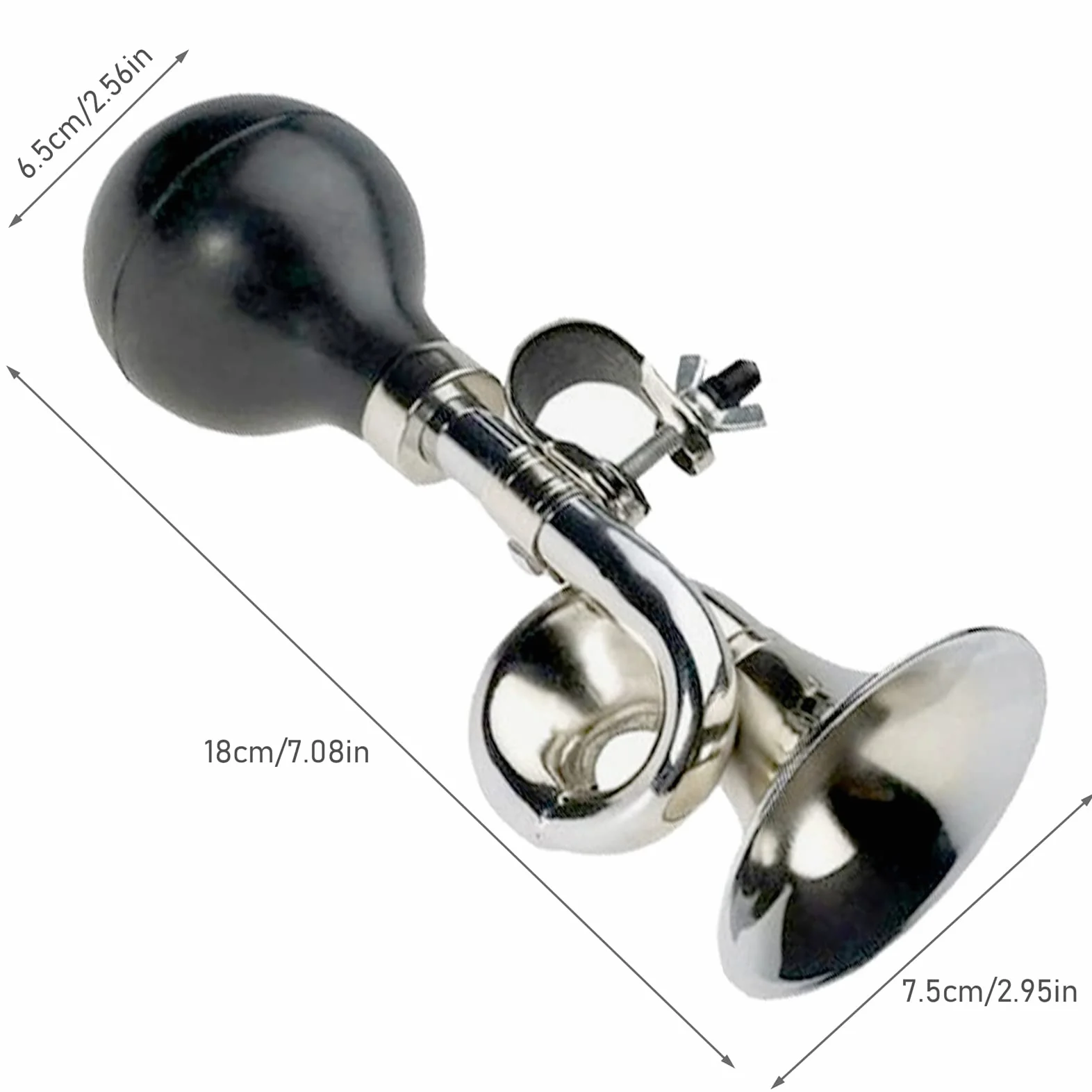 Clacson per Bicicletta in Metallo con Morsetto Regolabile 180x75x65mm