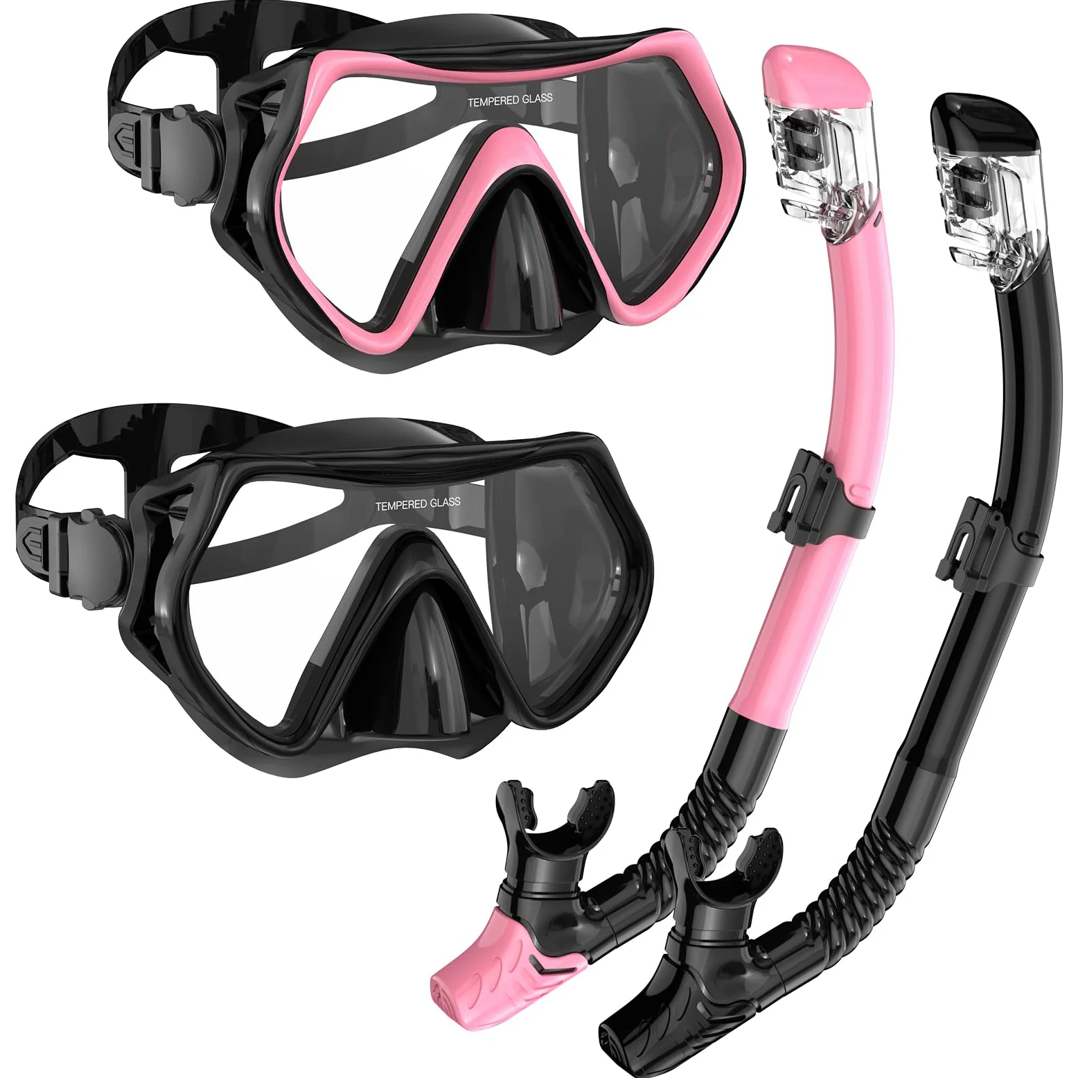 Set da snorkeling per adulti, maschera subacquea e boccaglio Dry per uomo e donna, maschera da immersione in vetro temperato, anti-perdite e anti-appannamento, per snorkeling, immersioni