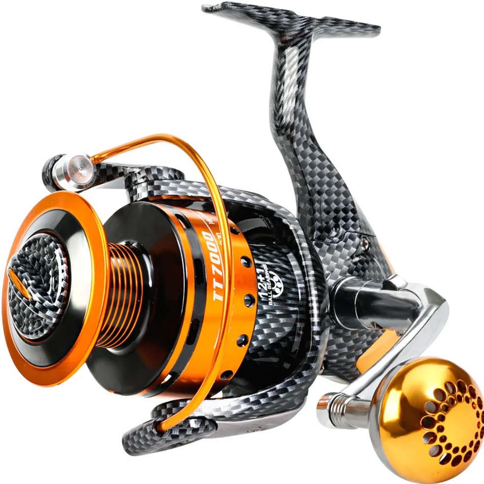Sougayilang - mulinello da pesca 12+1 BB, mulinello leggero e comodo, in potente fibra di carbonio, per pesca in acqua dolce e salata