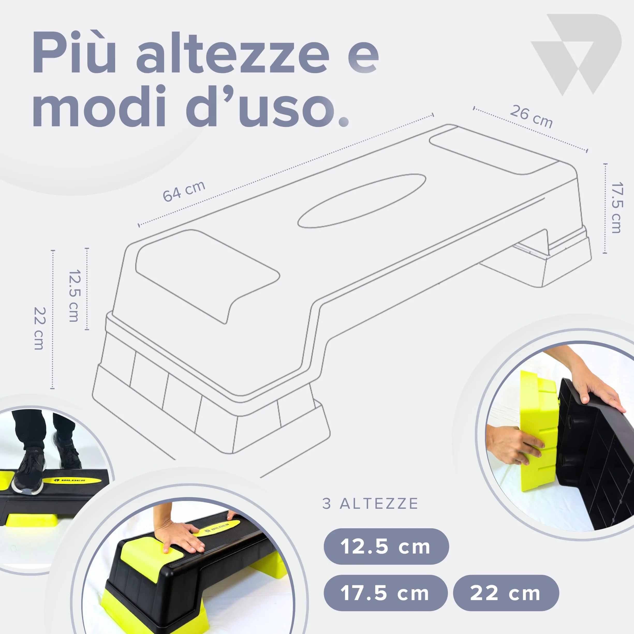 Stepper per Allenamento Aerobico e di Equilibrio, Fitness Casa Palestra Antiscivolo, Altezza Regolabile