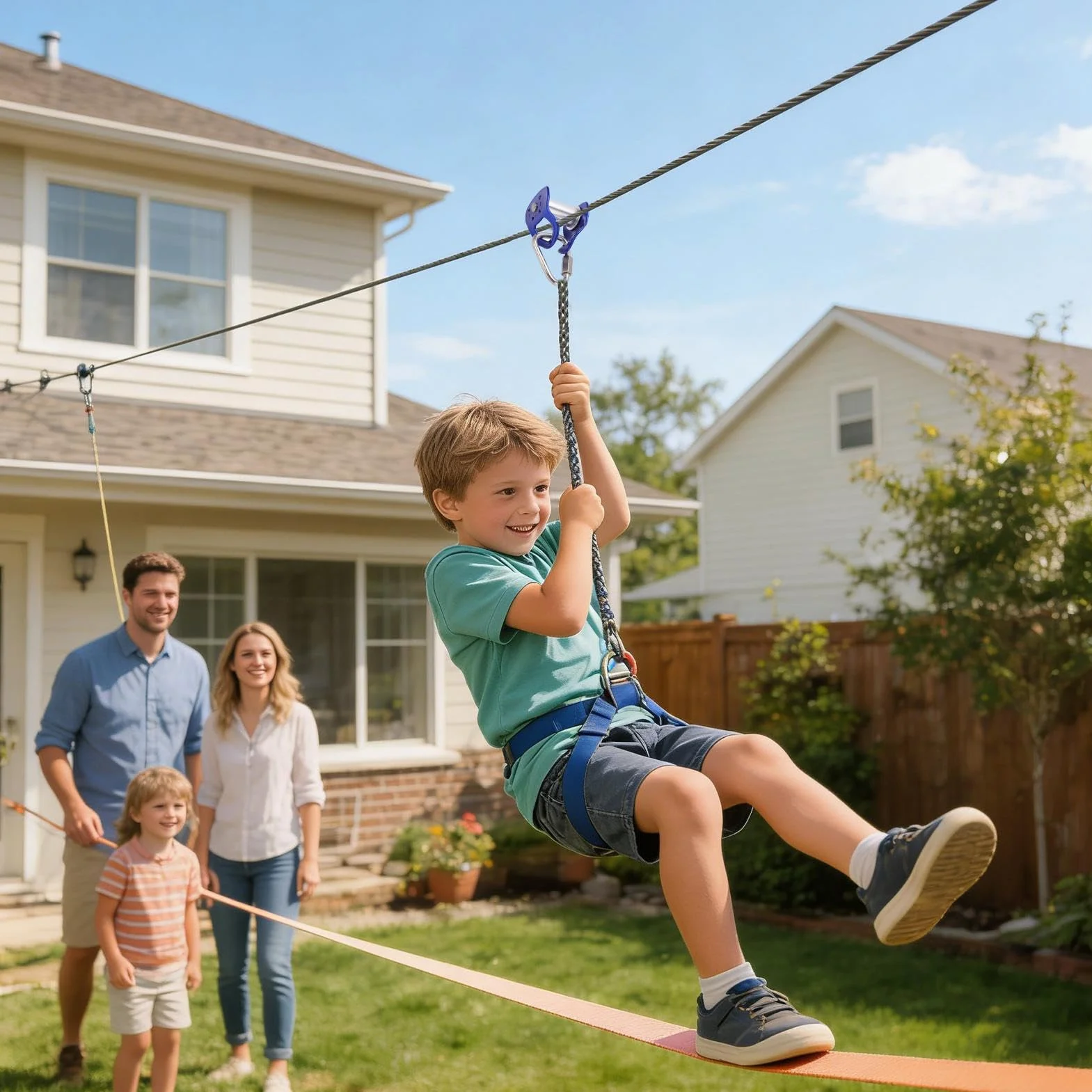 Puleggia Zip Line per Carichi Pesanti a Installazione Rapida – Kit Dispositivo di Scorrimento per Carrello Outdoor