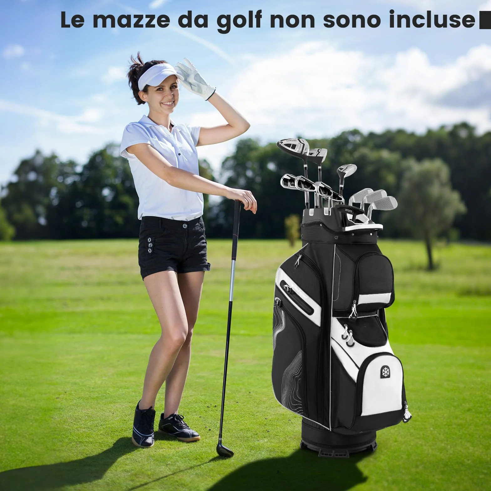 COSTWAY Borsa Carrello da Golf 14 Vie 11 Tasche Sacca Isolante Tracolla Imbottita Cappuccio Antipioggia