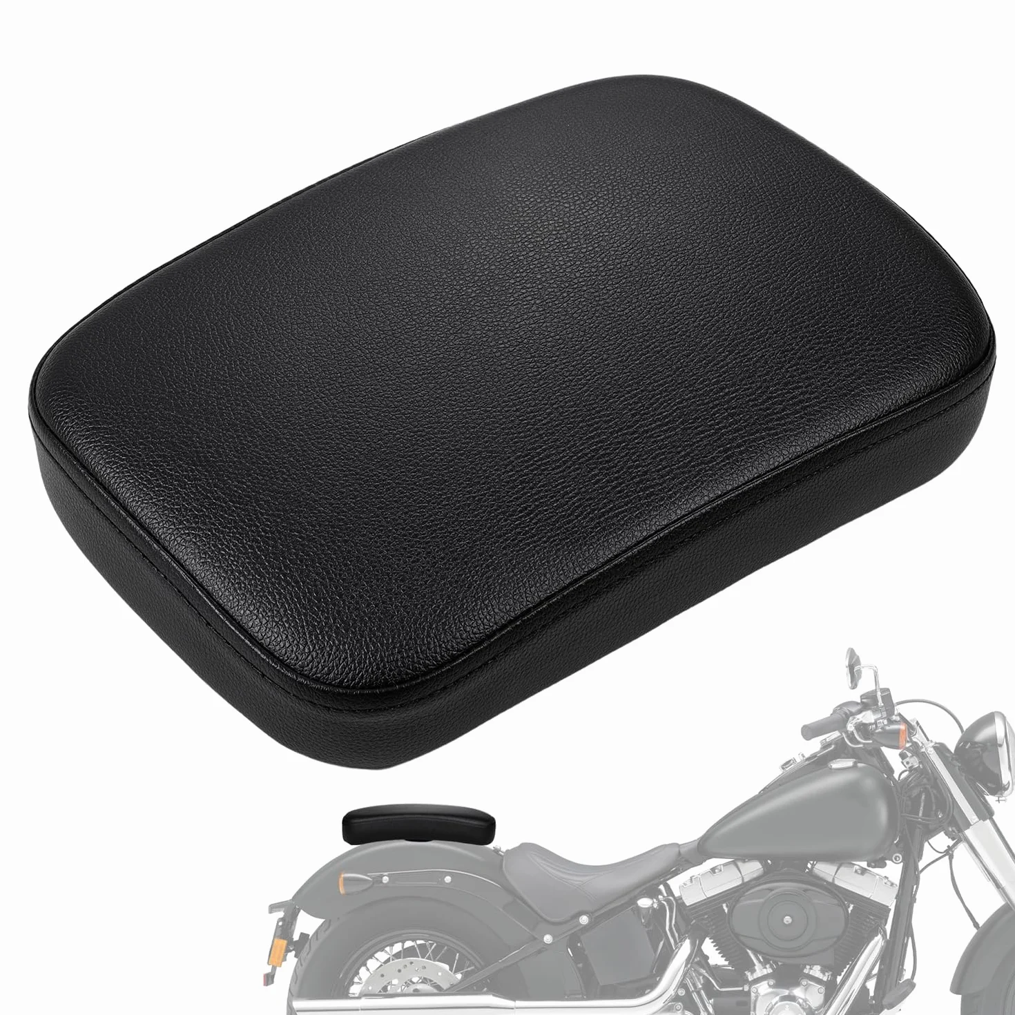 Cuscino Ventosa Moto,Cuscino Sella Moto Passeggero Custom 8 Ventosa Solo Posteriore Sedile Passeggero Sellino per Chopper Cruiser XL883 XL1200 X48 X72 Nero
