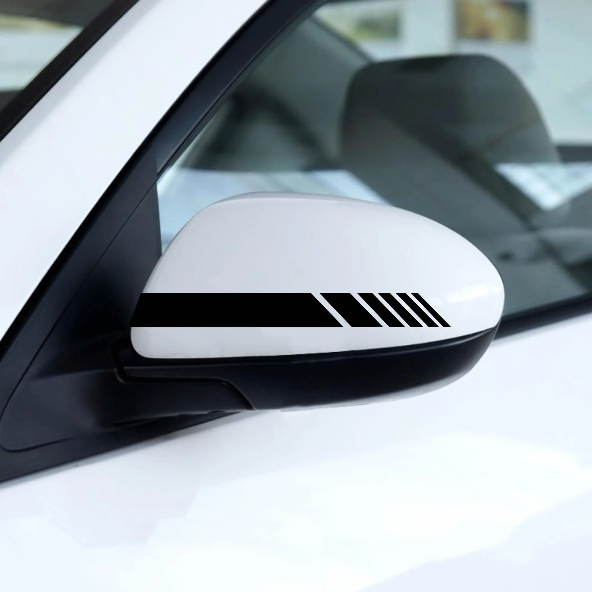 Autodomy Pack 6 Unita Specchietti Retrovisori Adesivi | Adesivi Strisce per Auto Resistente Pioggia e UV | Sportivo Adesivo per Auto Esterni Facile Aplicazione (Nero)