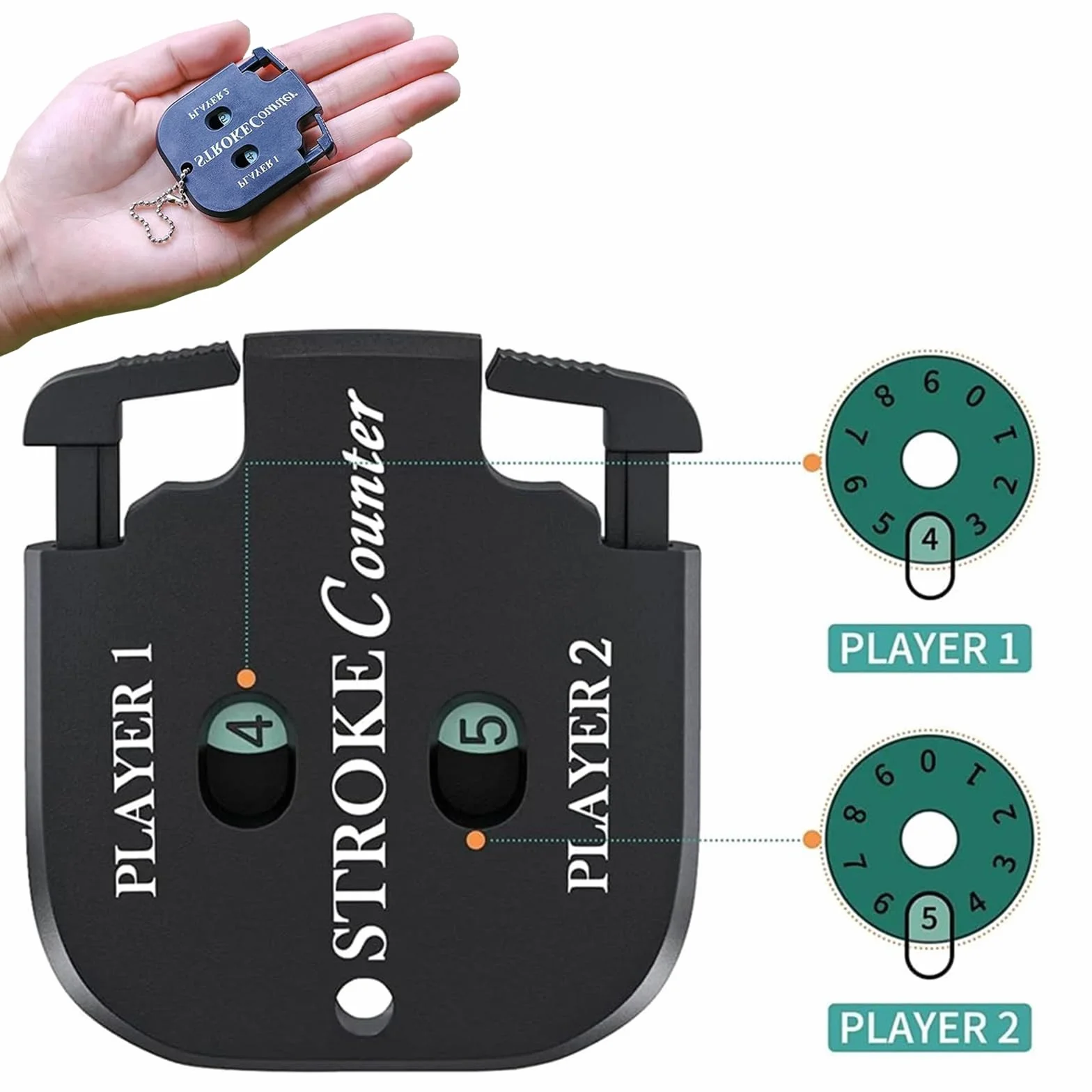Segnapunti Golf 4 Pezzi Contatore Manuale Punteggio con Portachiavi
