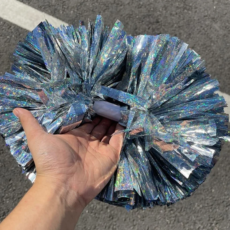 Pompon da Cheerleading 12,6 Pollici con Diamante Metallico Lucido per Bambini, Giochi Sportivi Scolastici