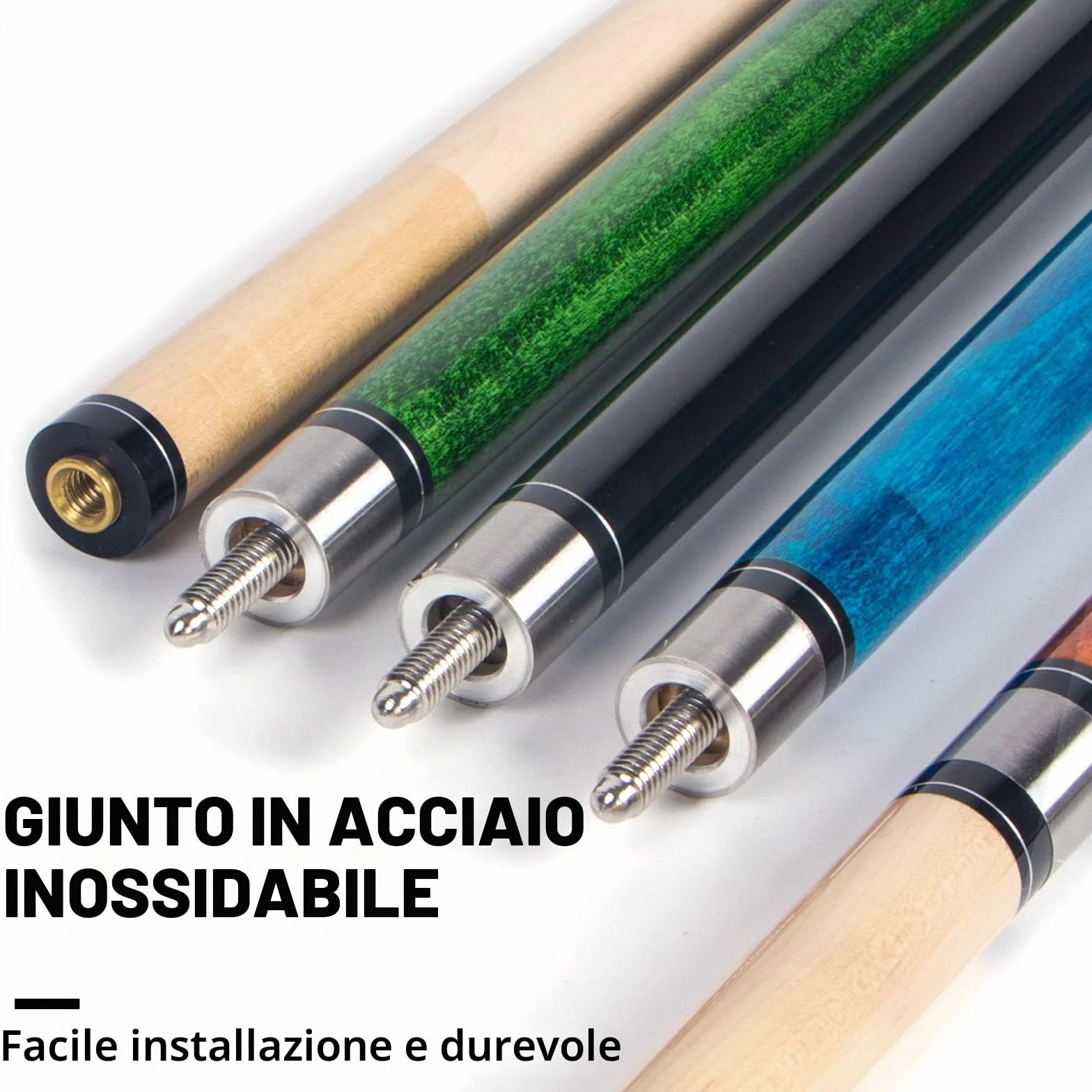 AKLOT Stecca da Biliardo 58" Legno di Acero per Adulti Professionisti 18-21 Once