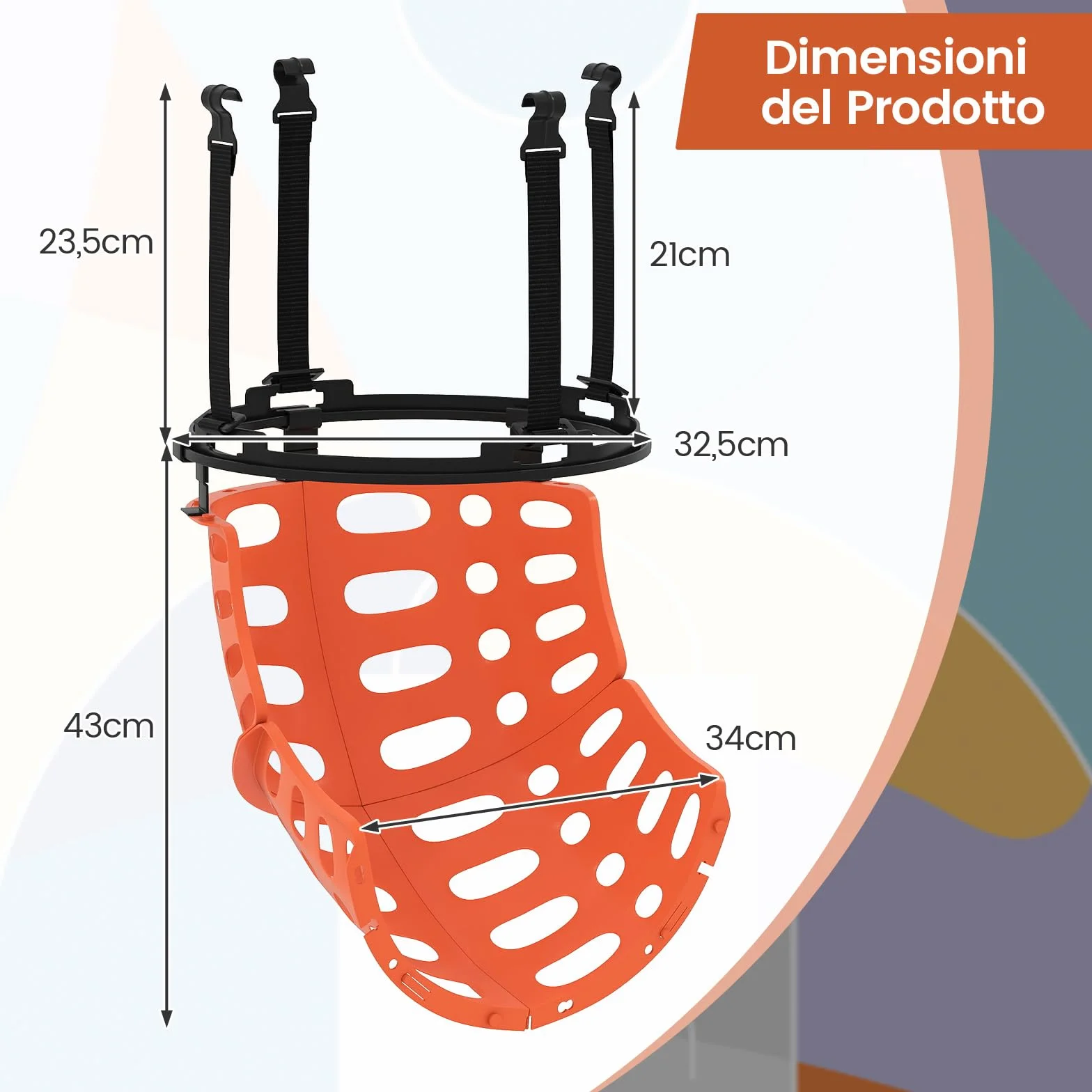 COSTWAY Sistema di Ritorno Palla Basket Rotante 360° 4 Ganci Smontabili Allenamento Tiro