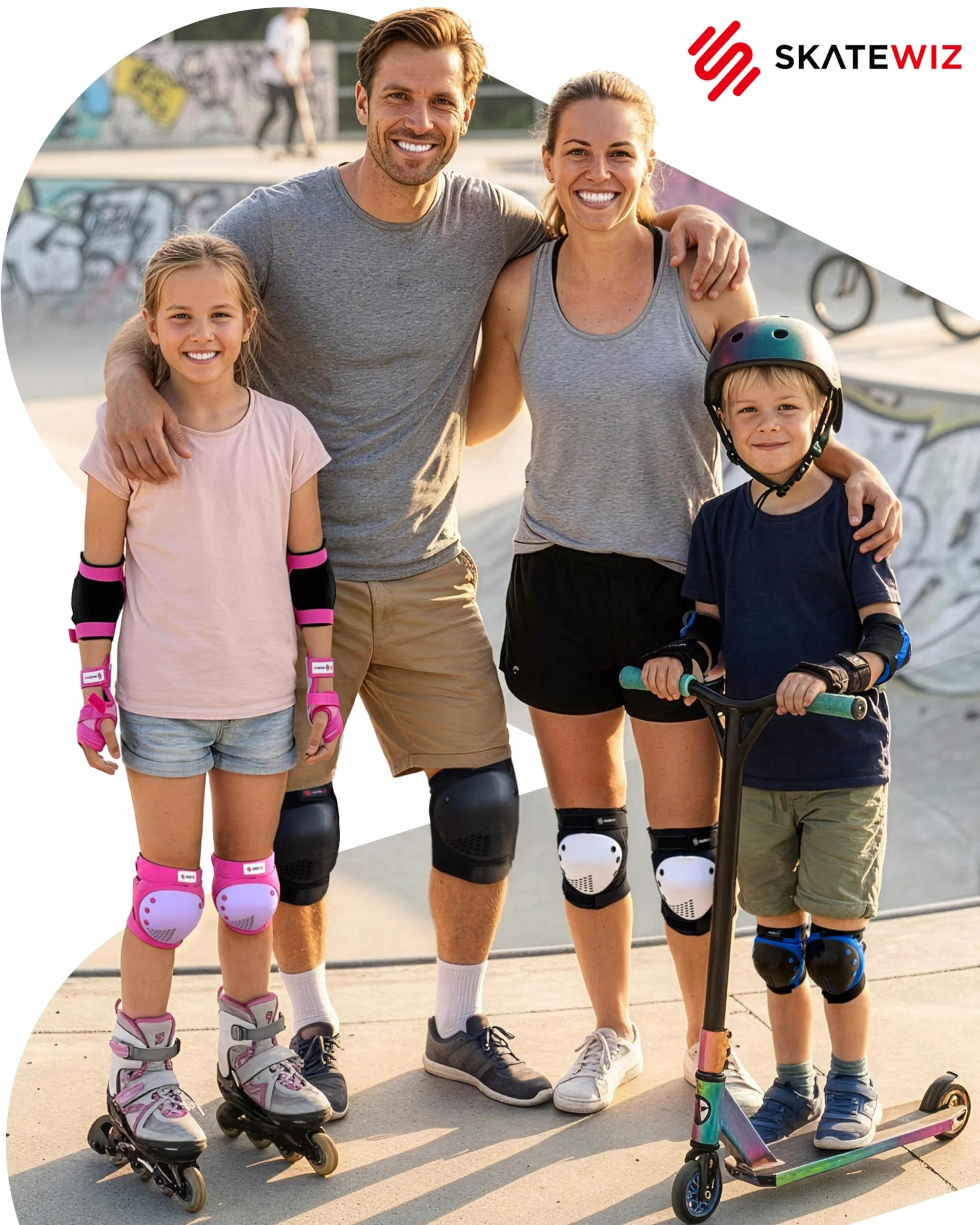 SKATEWIZ Set Protezioni Skateboard Bambini Smash Gomitiere Ginocchiere Polsi Roller Skating [6 Pezzi]