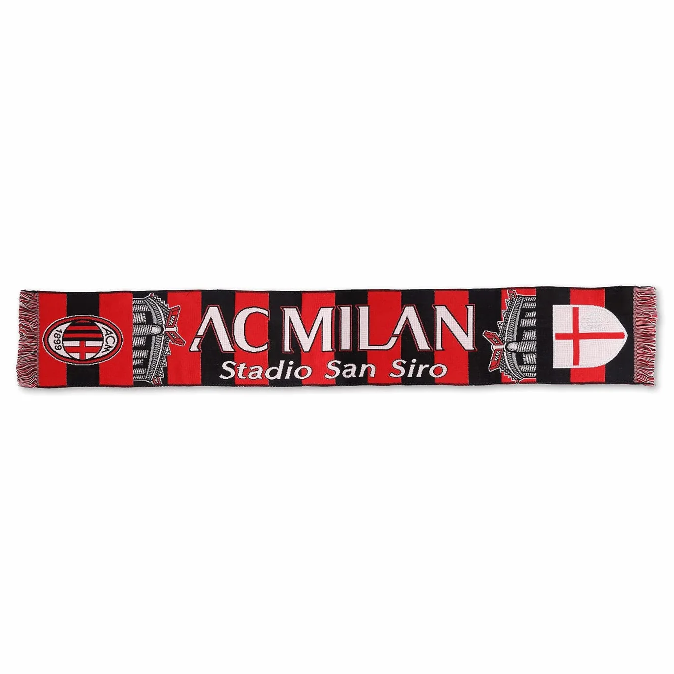 Sciarpa Ufficiale Milan Stadio San Siro 100% Acrilico Rosso Nero Unisex