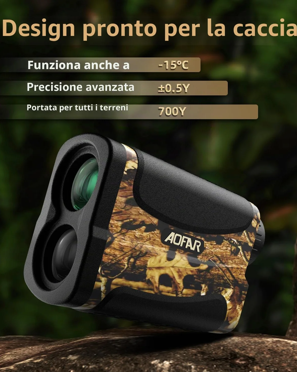 AOFAR HX-700N Telemetro Laser Golf Caccia 700 Yard 6X Zoom IPX4 Batteria Custodia