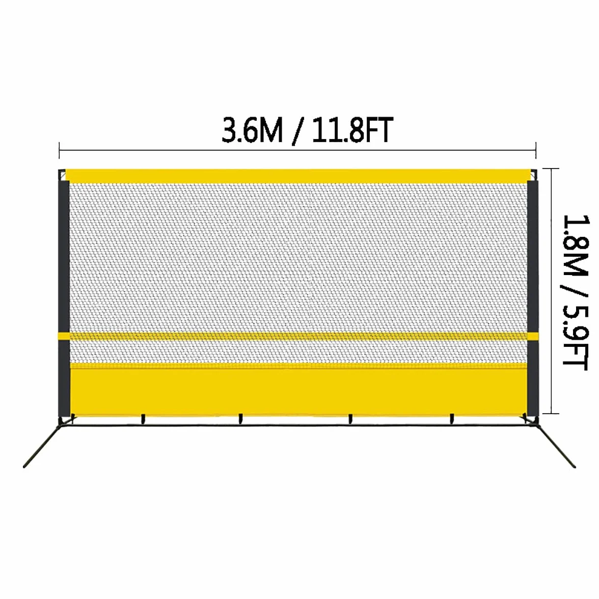 Rete da rimbalzo per tennis portatile 5,9x11,8 piedi allenamento indoor outdoor