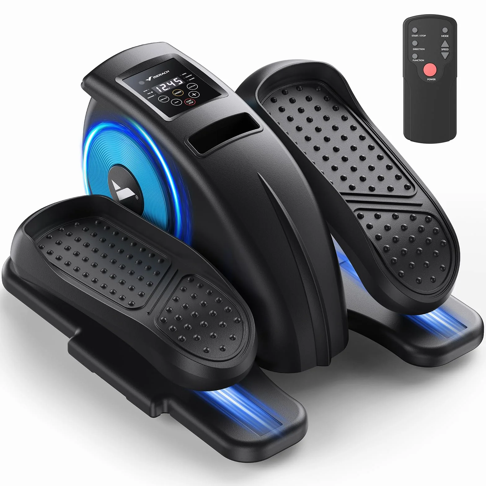 MERACH Ellittica Elettrico, Mini Ellittico Sotto Scrivania per Casa con Telecomando, Display, Silenzioso e Portatile, Trainer Ellittico per Anziani e Adulti, Ideale per Casa e Ufficio
