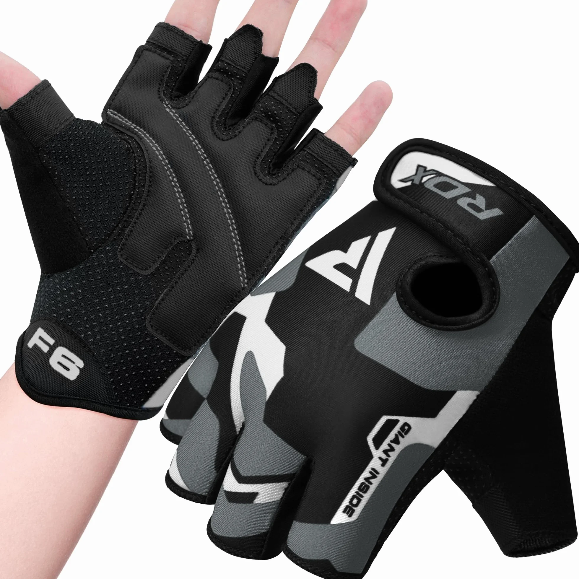 RDX Guanti Palestra Sollevamento Pesi Antiscivolo Imbottito Presa Protezione Elastico Traspirante Powerlifting Bodybuilding
