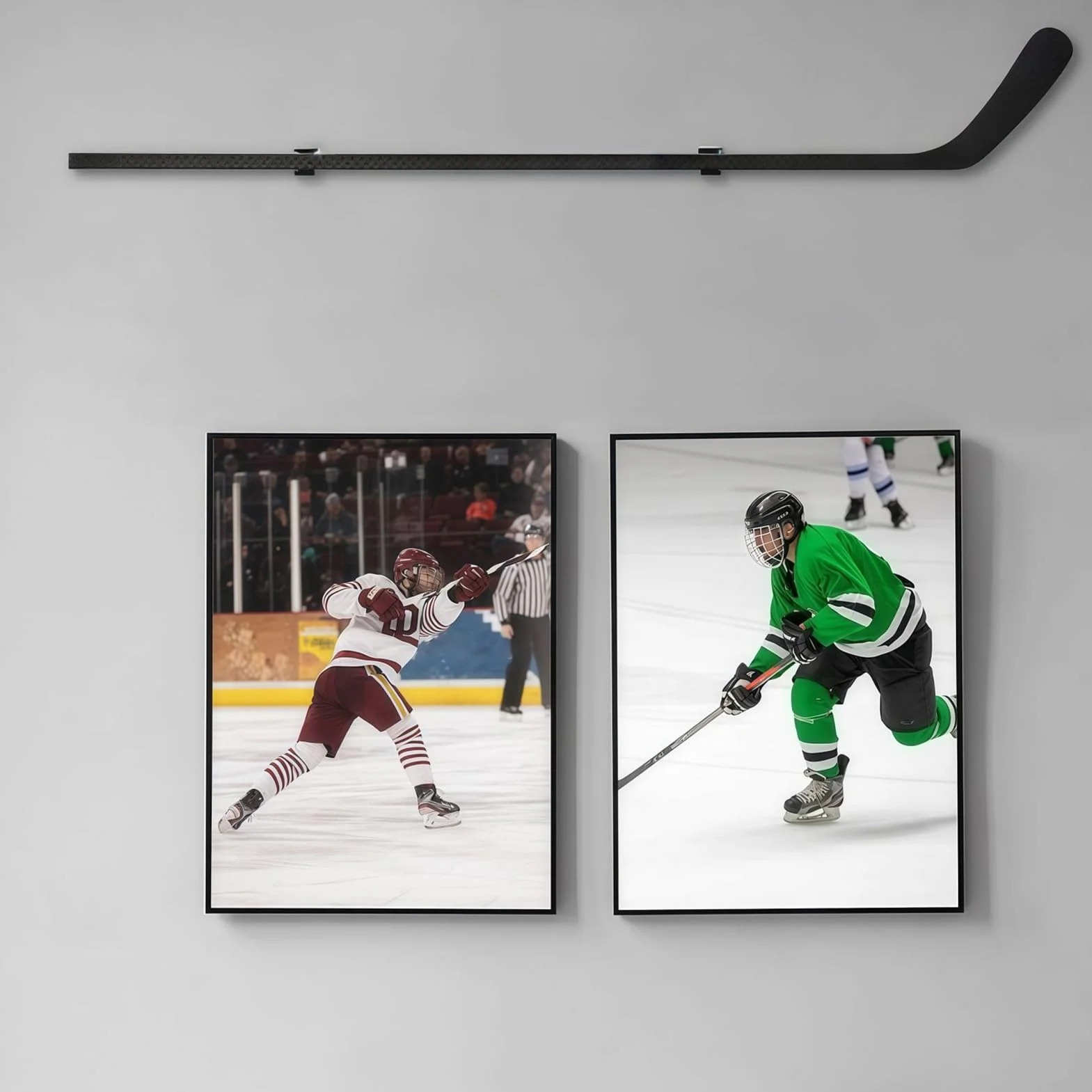 Supporto per bastone da hockey, gancio orizzontale da parete con cuscinetto antigraffio