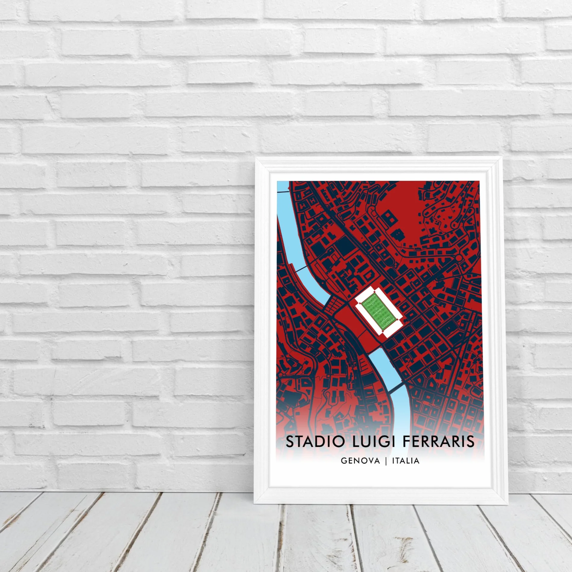 GroundDesigns Genova CFC Football Gift STADIO LUIGI FERRARIS Stadium Art Map A3 Stampa