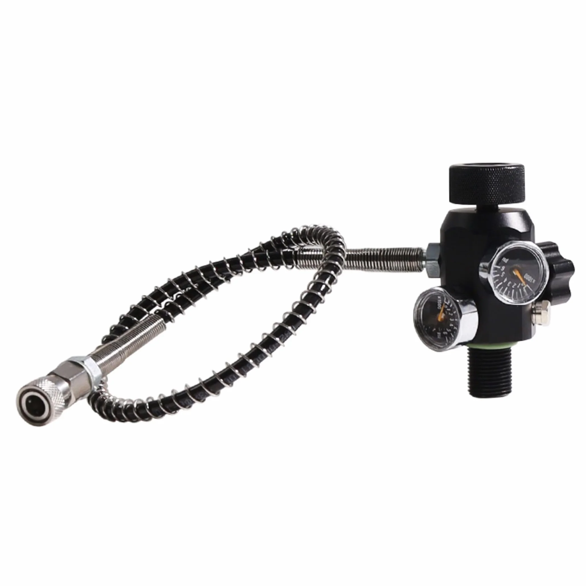 TUXING Stazione di riempimento per paintball con filettatura M18 x 1,5, 4500 psi, PCP, regolatore per pistola ad aria, valvola a doppio manometro, valvola del serbatoio dell'aria con tubo ad alta