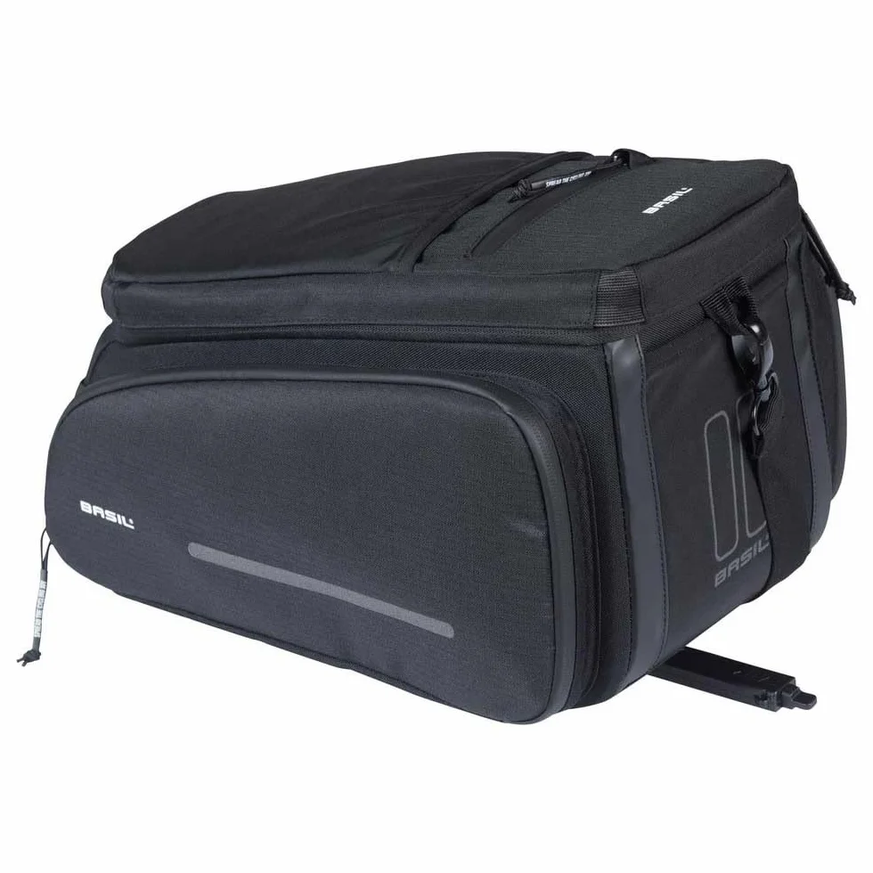 Basil Move MIK - Borsa portapacchi, 10-26L, impermeabile, in poliestere riciclato, con piastra adattatore MIK, colore: Nero
