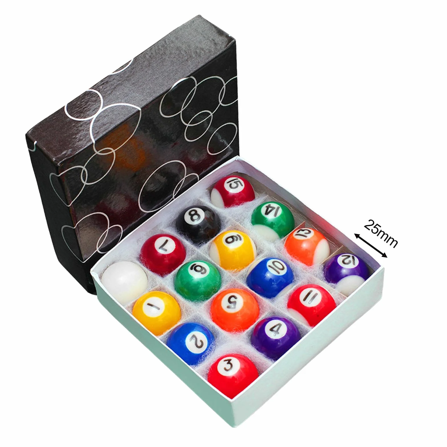 Set di 16 Mini Palle da Biliardo in Resina, Accessori per Tavolo da Biliardo