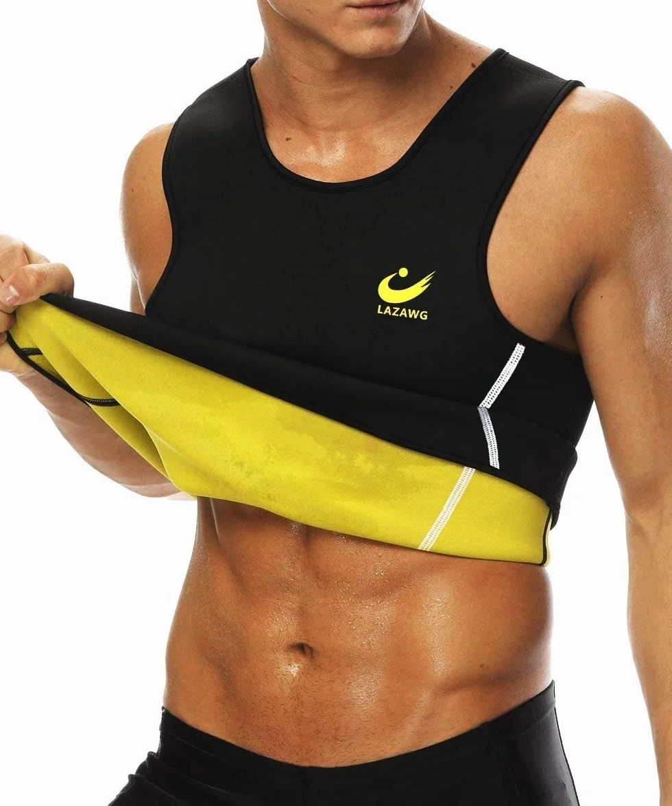 LAZAWG canotta dimagrante gilet da sauna per uomo Snellente Vita Trainer Neoprene Hot Sweat Tank Top