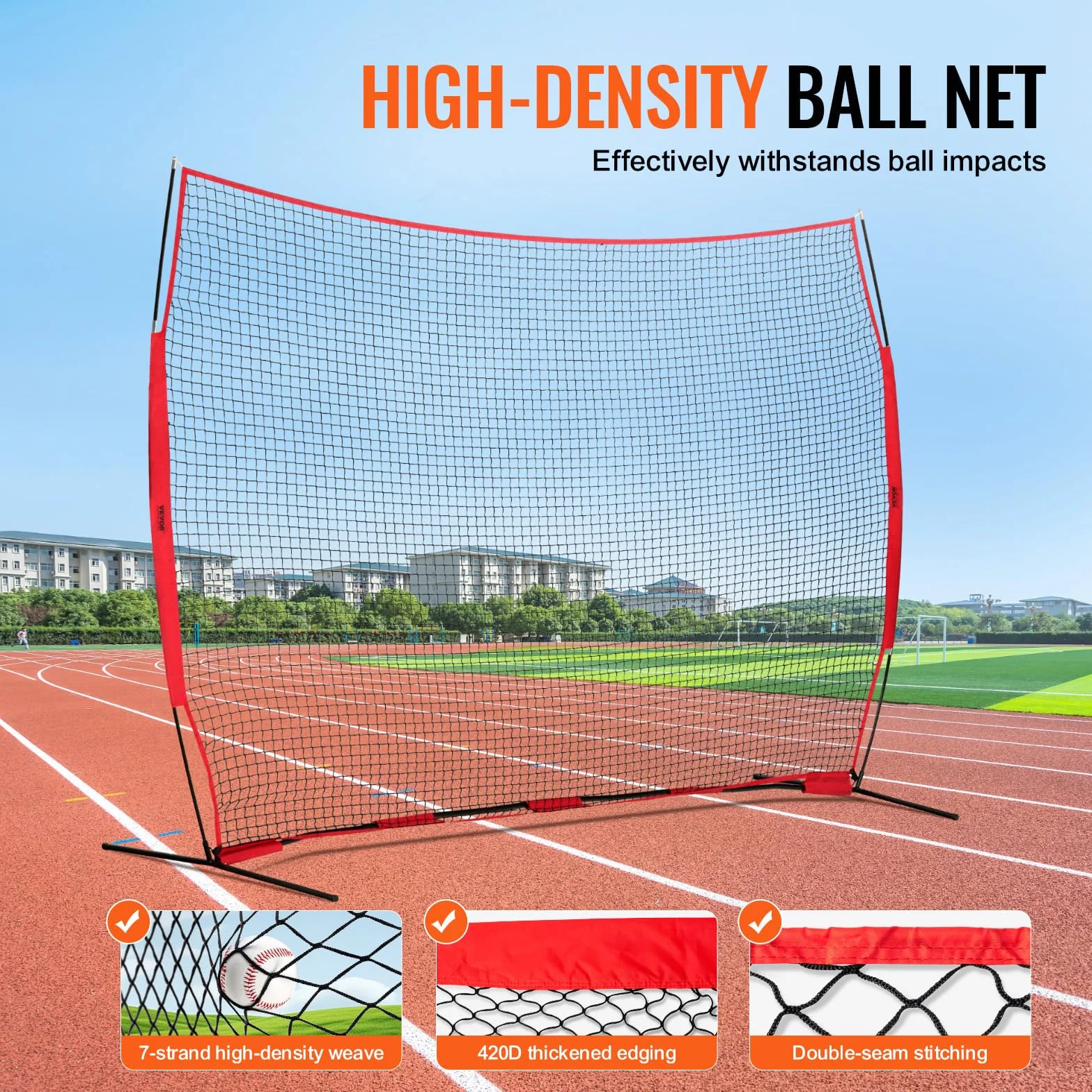 VEVOR Barricade Backstop Rete, Barriera sportiva per palloni, attrezzatura portatile per pratica con borsa per il trasporto, schermo di protezione per baseball, softball, lacrosse, calcio, hockey,