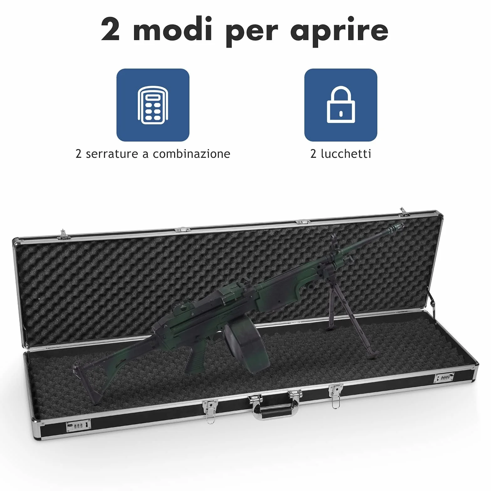 RELAX4LIFE Custodia Rigida in Alluminio per Fucili, Valigetta Dura con Imbottitura Protettiva Interna in Schiuma, Cassetto Portatile per Armi con Chiusura di Sicurezza per Fucili