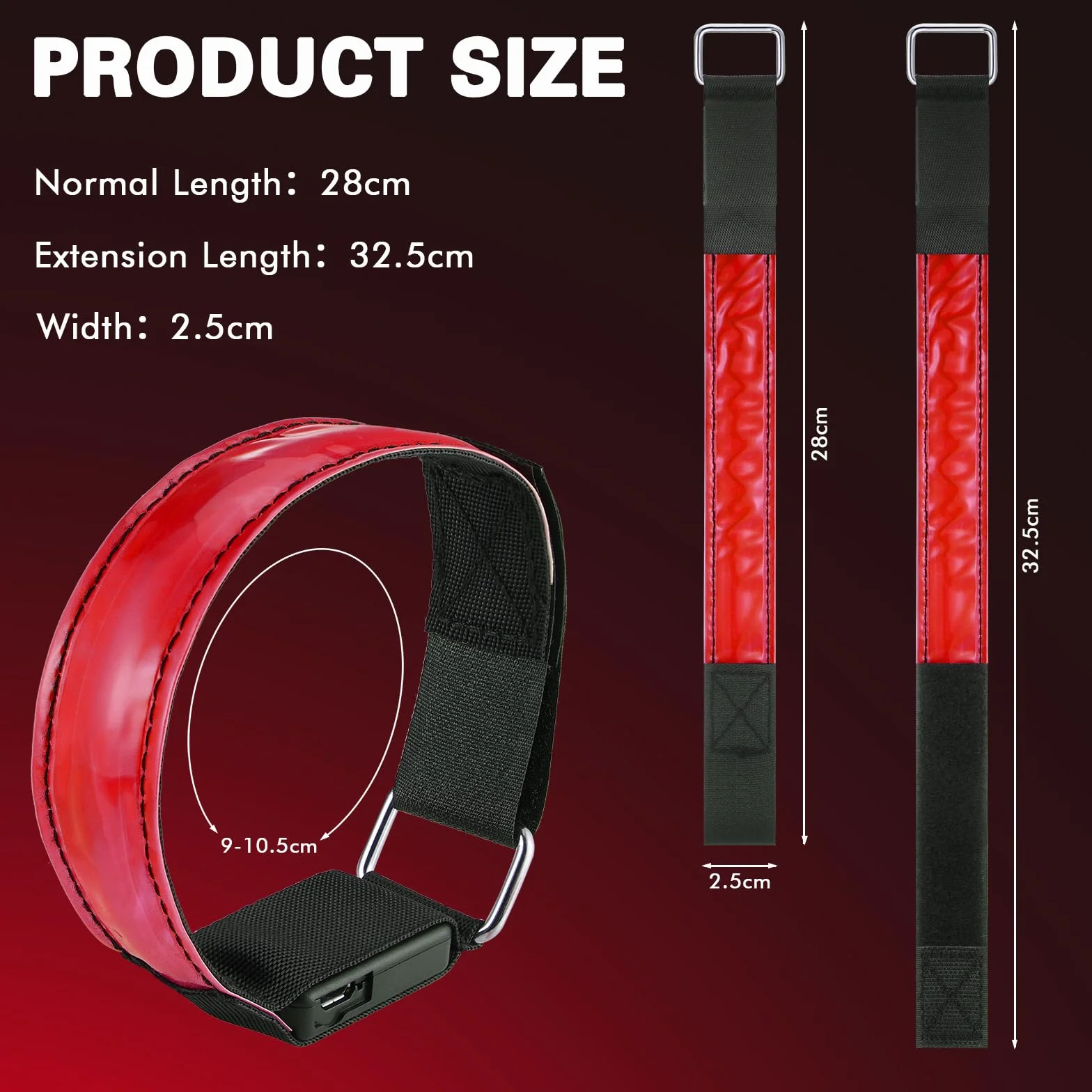 JIZZU LED Bracciale Ricarica USB 2 Pezzi Riflettenti Alta Visibilità Ciclismo Jogging