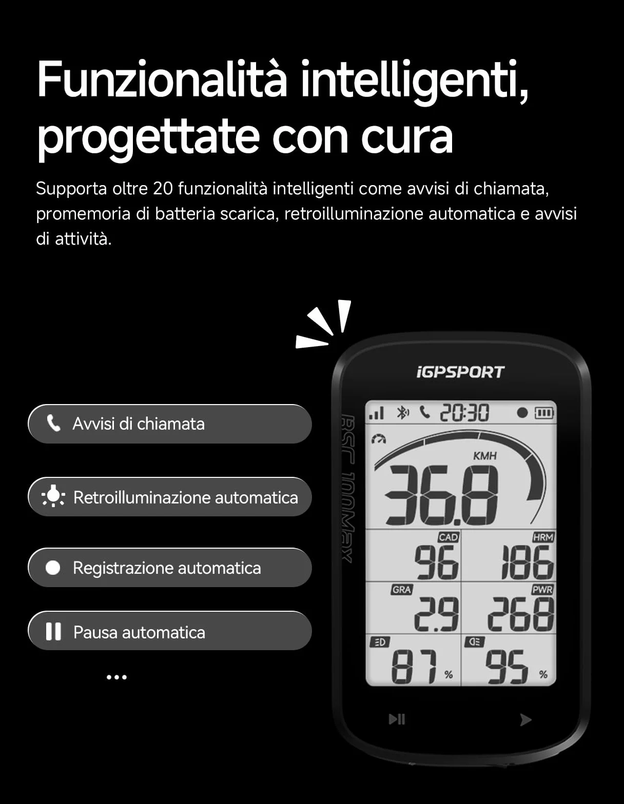 iGPSPORT BSC100MAX Ciclocomputer GPS, 40h Batteria, Impermeabile IPX7, Dati Personalizzabili