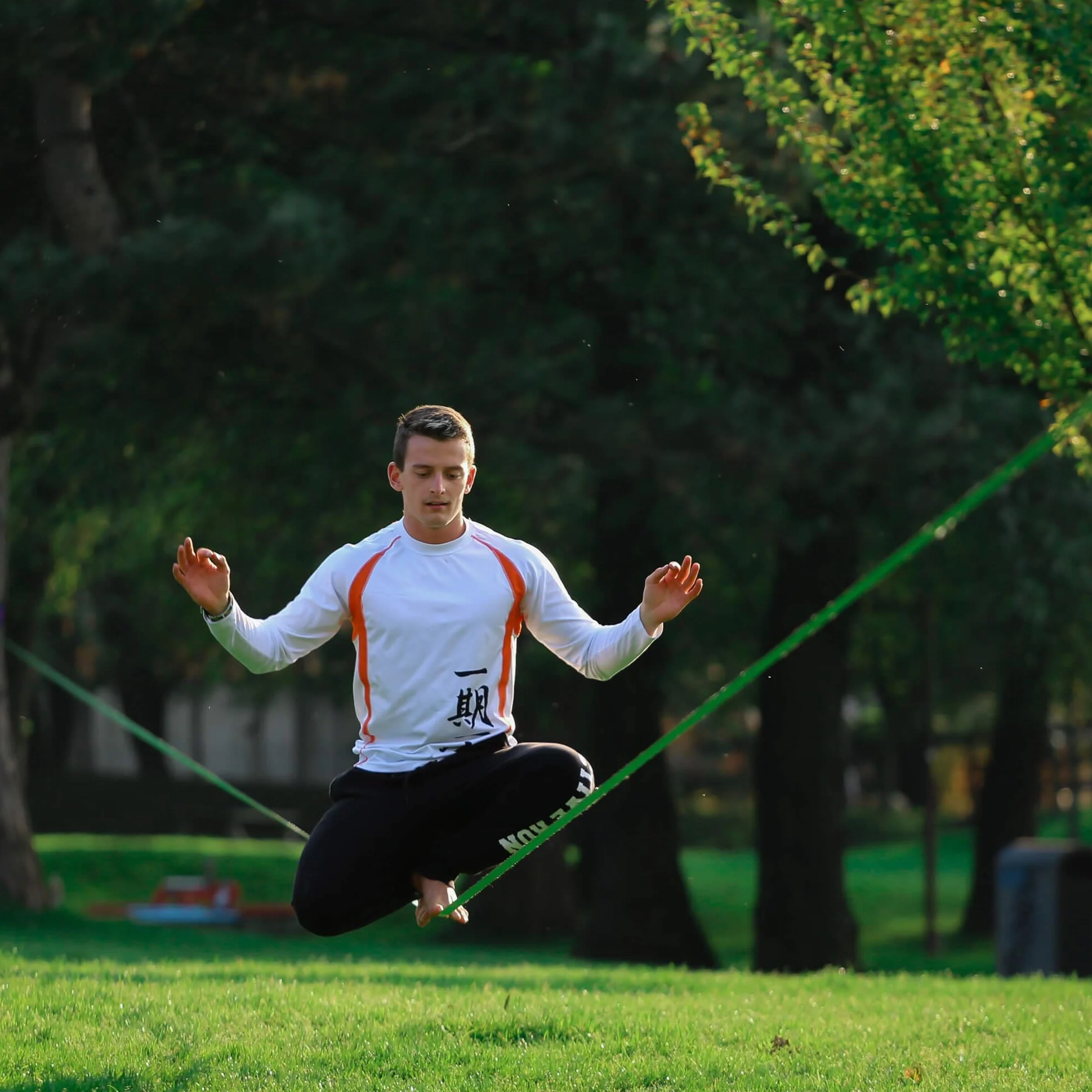 Longline Slackline Kit 25m Fly Line 25 Due Cricchetti White Fettuccia 2,5m Sling Bag Set Completo