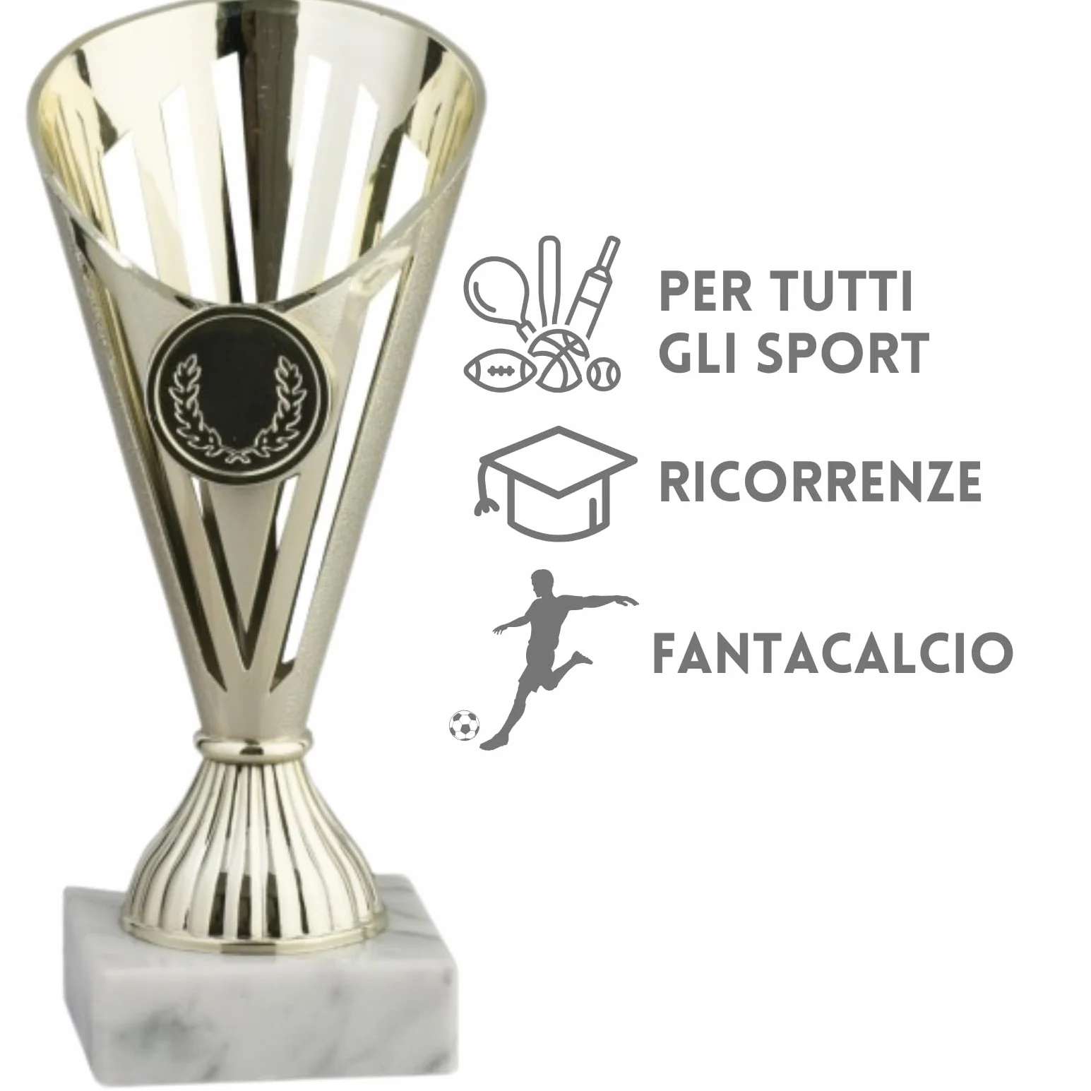 Trofei Sportivi e Coppe Personalizzate con Targhetta Premio per Sport e Fantacalcio