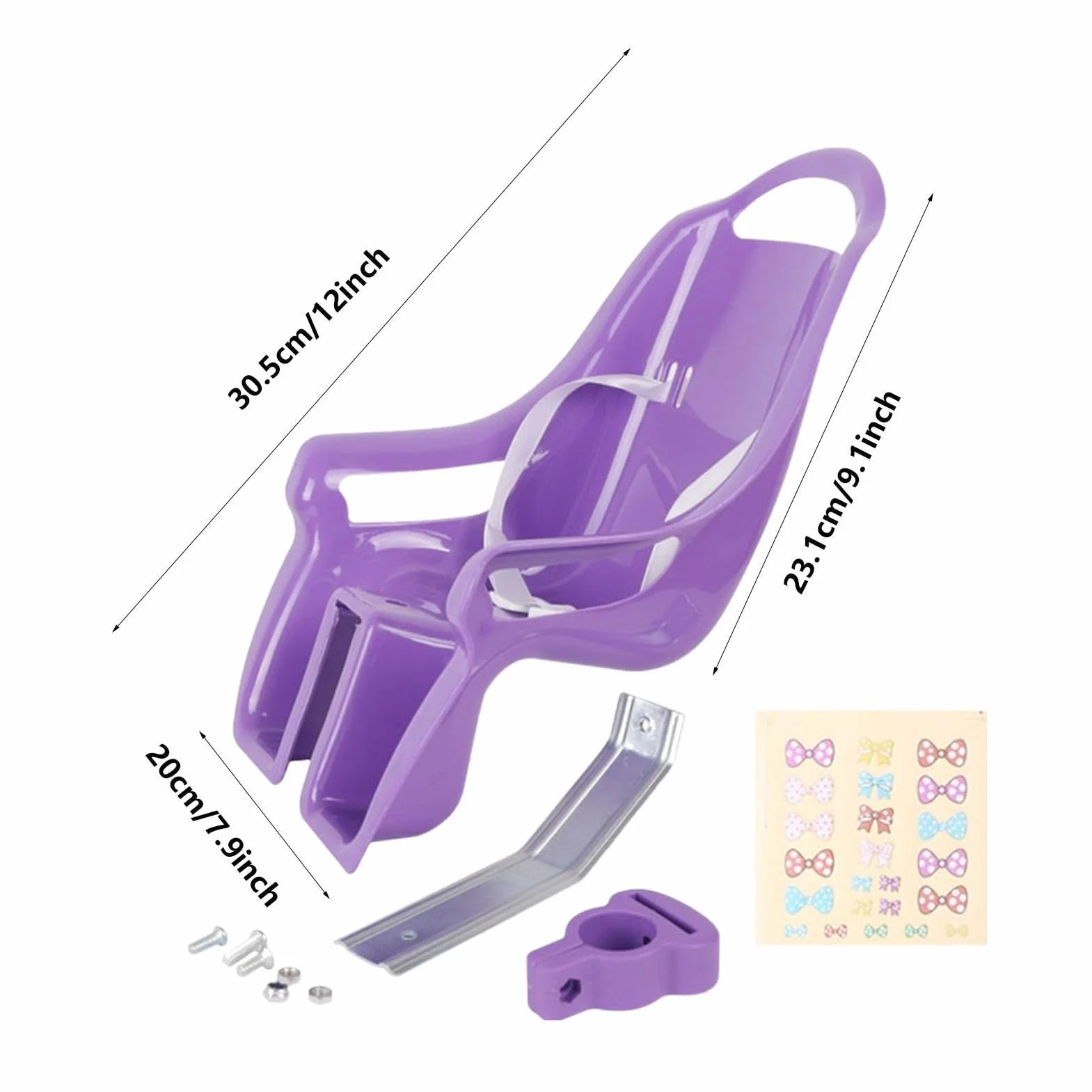 Seggiolino per Bicicletta per Bambole con Adesivi, Portabiciclette, Set Regalo per Bambini, Animali di Peluche Sicuri