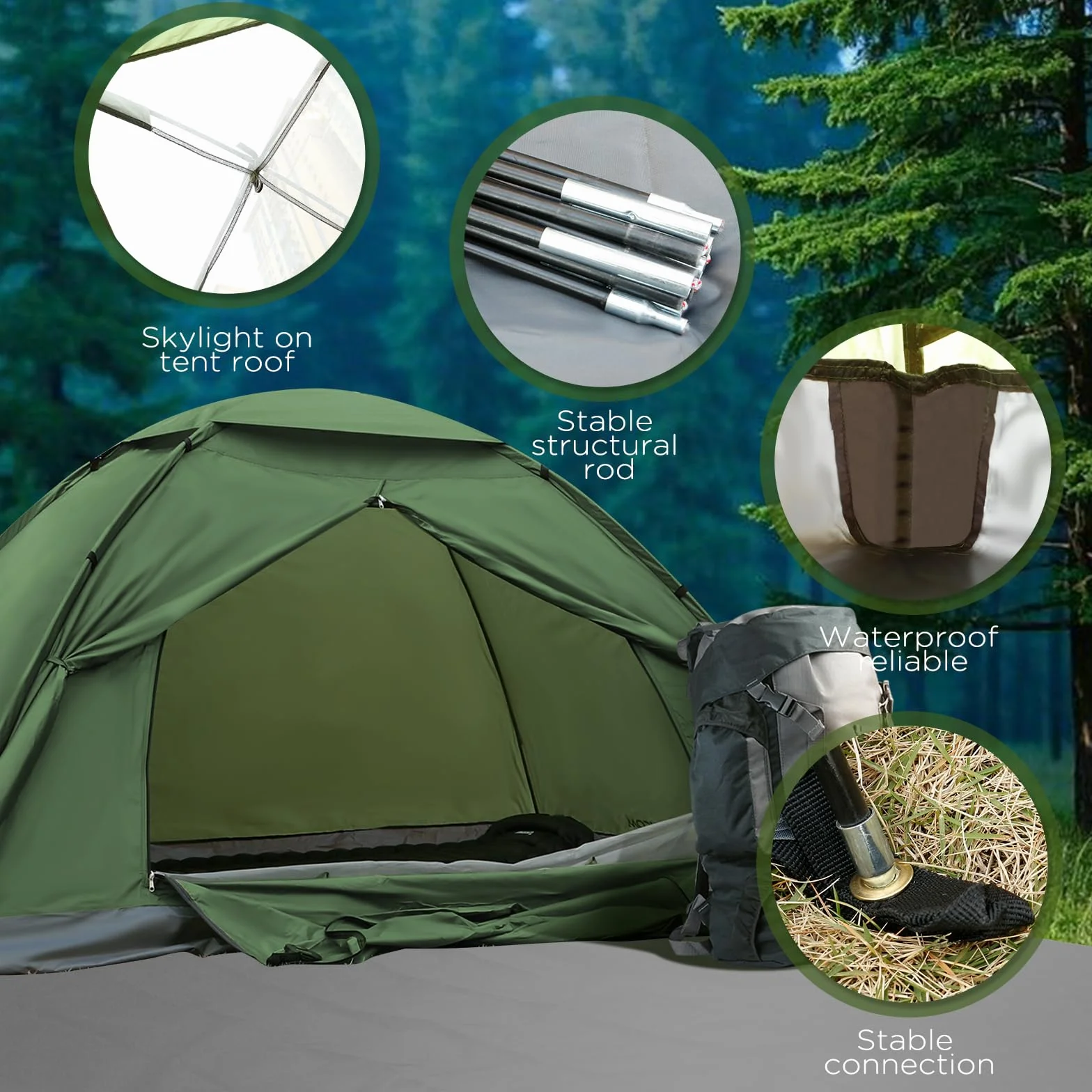 JAICOM Tenda da Campeggio 1-4 Persone Ultraleggera Impermeabile 3-4 Stagioni