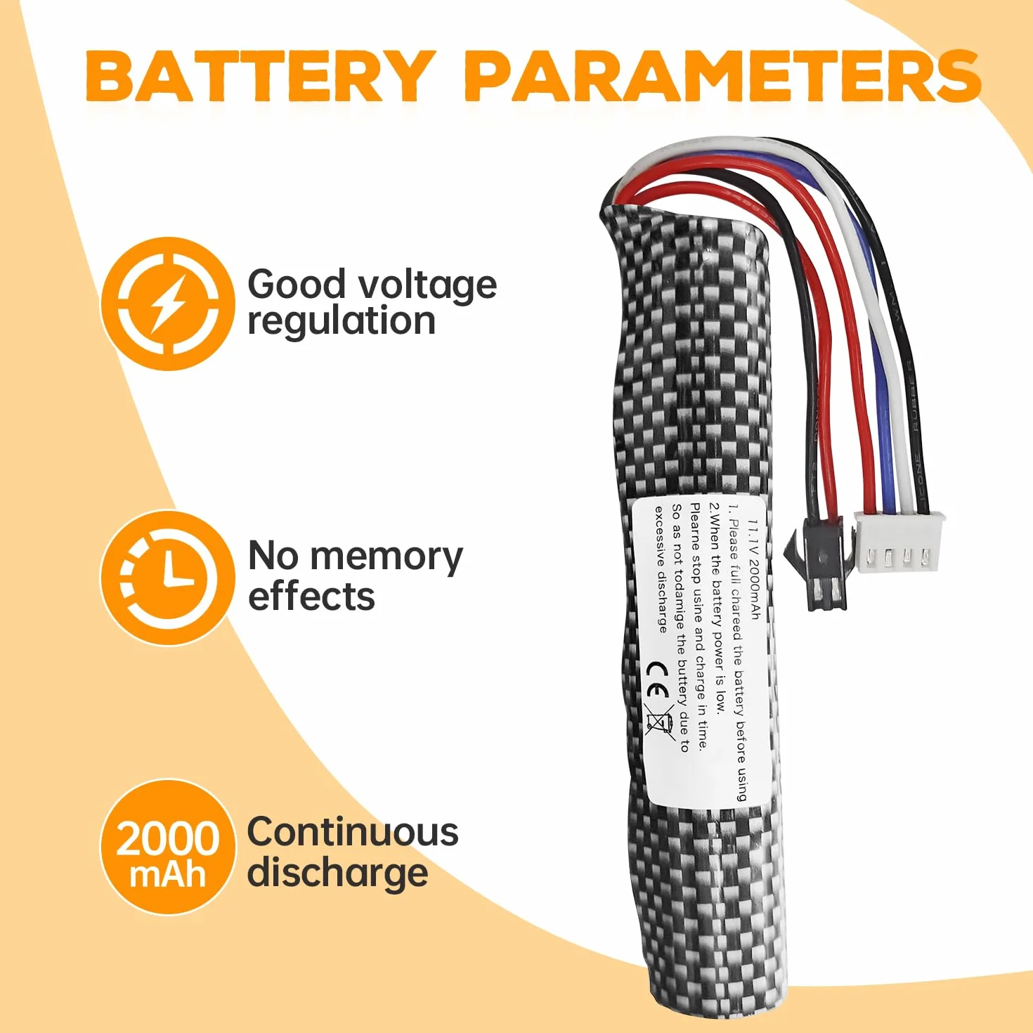 Batteria Li-ion 3S 11.1V 2000mAh SM-2P con cavo USB per Airsoft Gel Ball Blaster