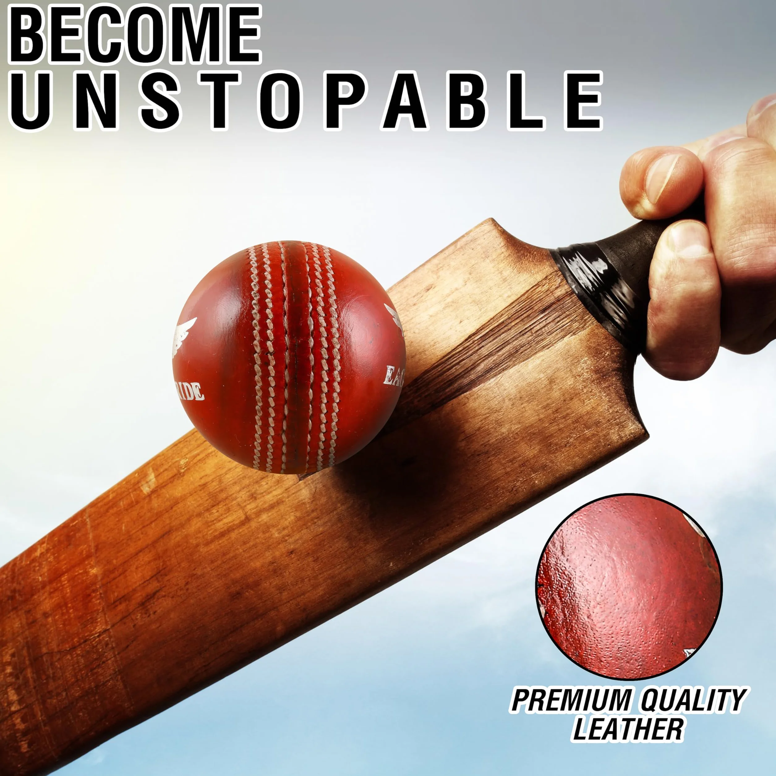 Crown Match Cricket Balls Red White 156g 5.5oz Leather Hard Balls for Club Practice Test Matches
