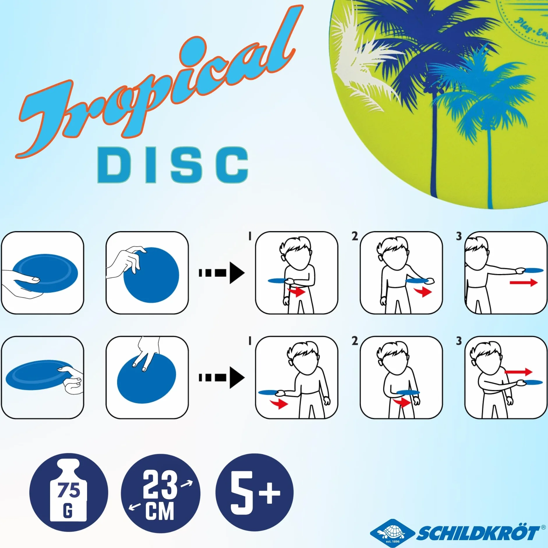 Schildkröt Disco Volante Tropicale Frisbee Ø 23 cm Neoprene Rivestimento Resistente all'Acqua Salata