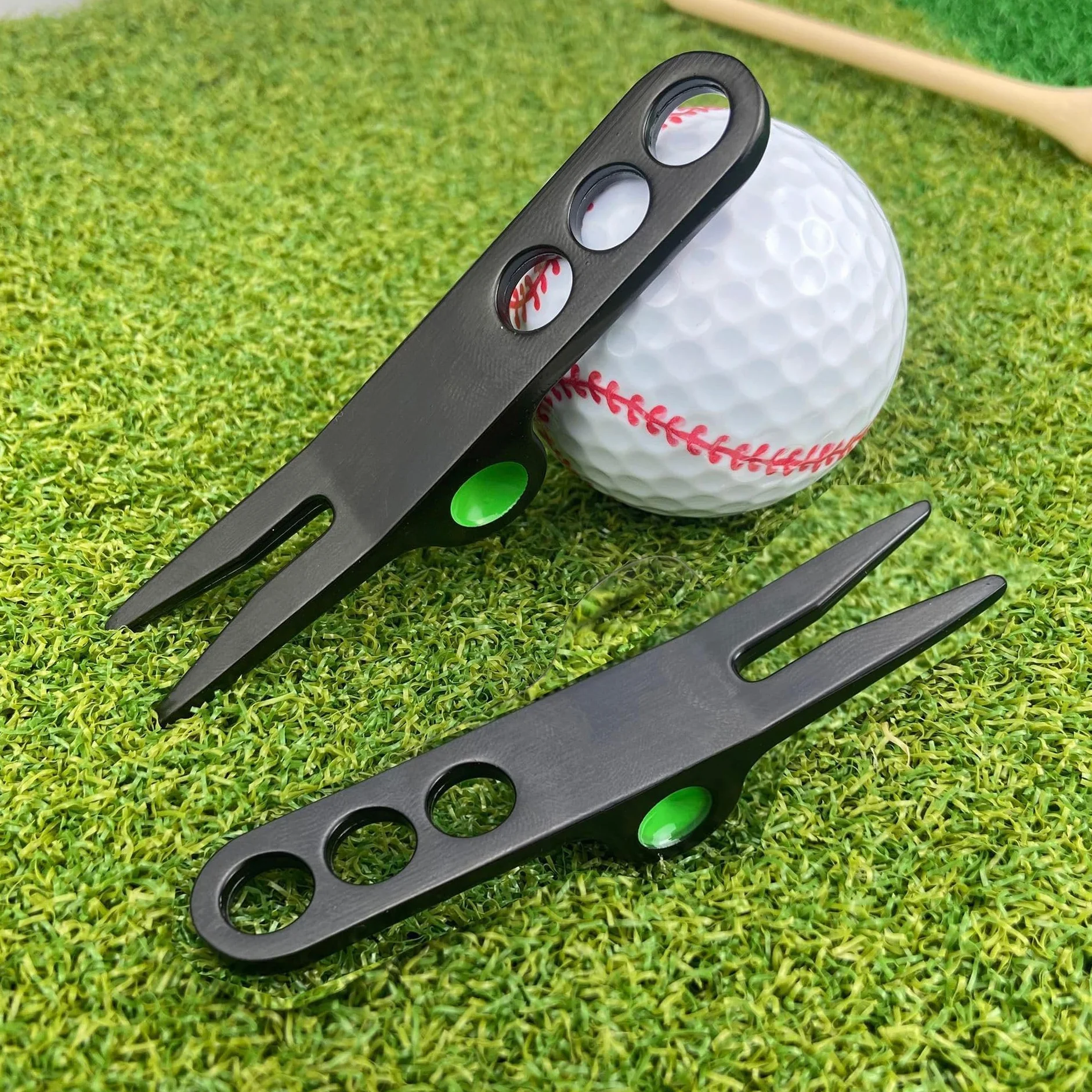 Forcella per palline da golf pivot divot strumento compatibile Cameron Scotty Golf (argento e nero)