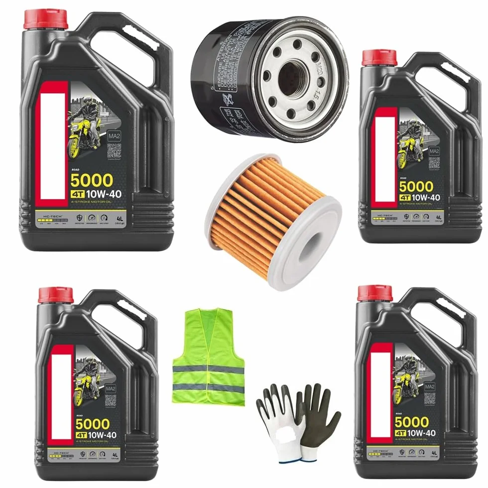 MOTO SPORT MONDO Olio per Motocicletta 4 litri 10W40 HC-TECH Kit di manutenzione per motocicletta con filtro olio