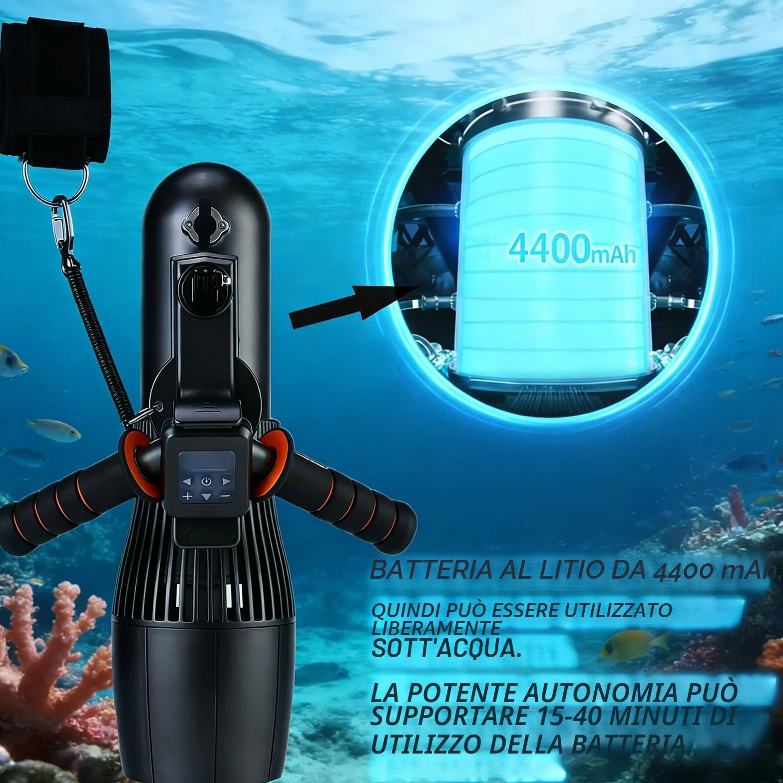 Monopattino Subacqueo 500W RC Sup Motor 10 Velocità, Scooter Marino per Piscina 40M, Borsa Impermeabile 30M