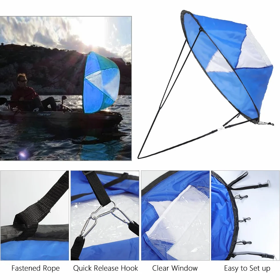 Kit Vele per Kayak e Windsurf Pieghevoli 42 Pollici Vela Sopravento per Barca a Vela Canoa