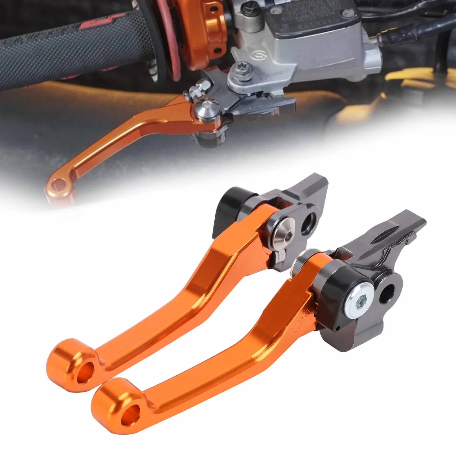 JFG RACING CNC Pieghevole Leva Frizione Freno Moto per SX SXR SXF SXF XCF XCFW XCRW XCW EXCR EXCR EXCR 125 150 200 250 300 350 500-Arancione