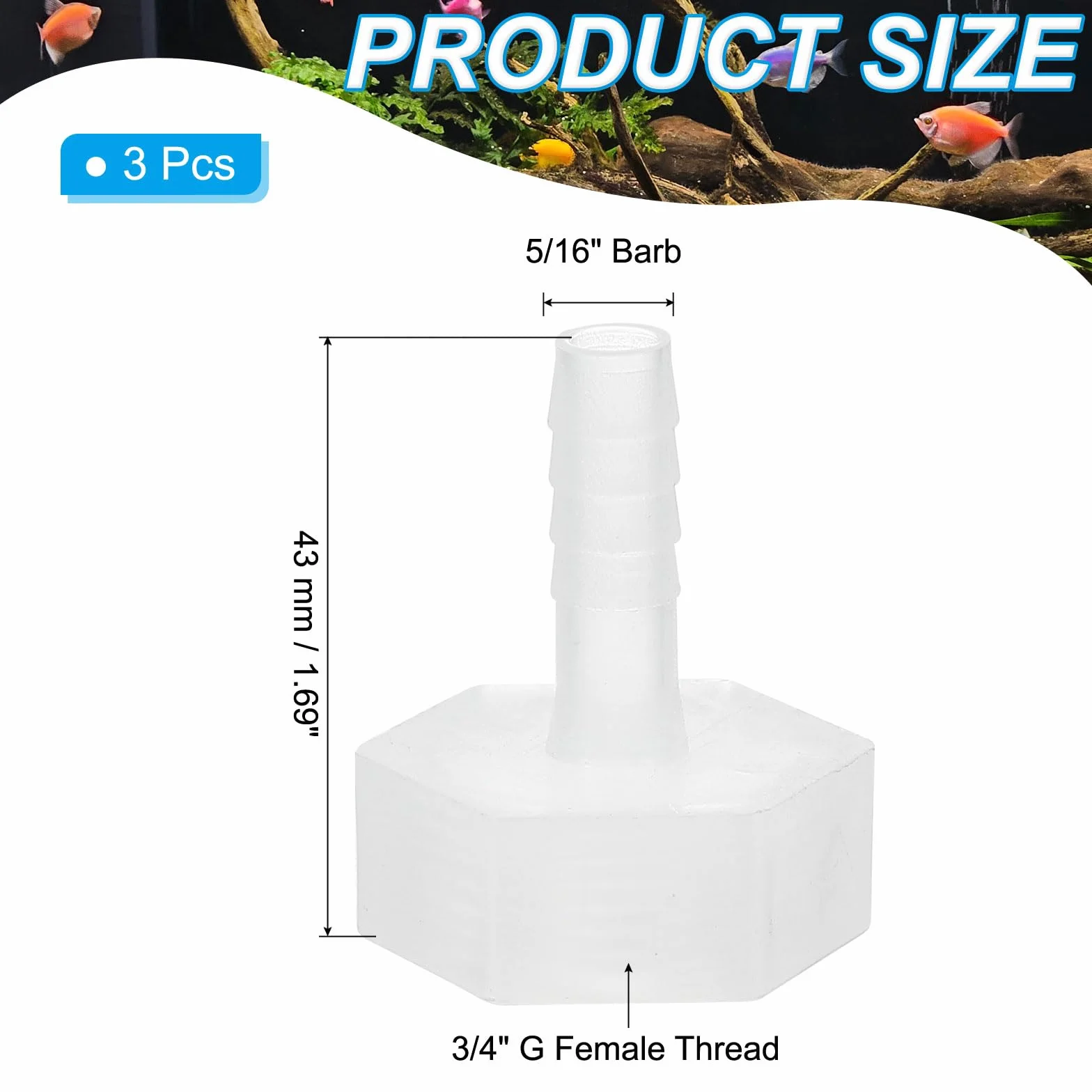 PATIKIL Raccordi per Tubo Flessibile in Plastica 5/16" x 3/4" G Filettatura Femmina per Acqua Aria Gas