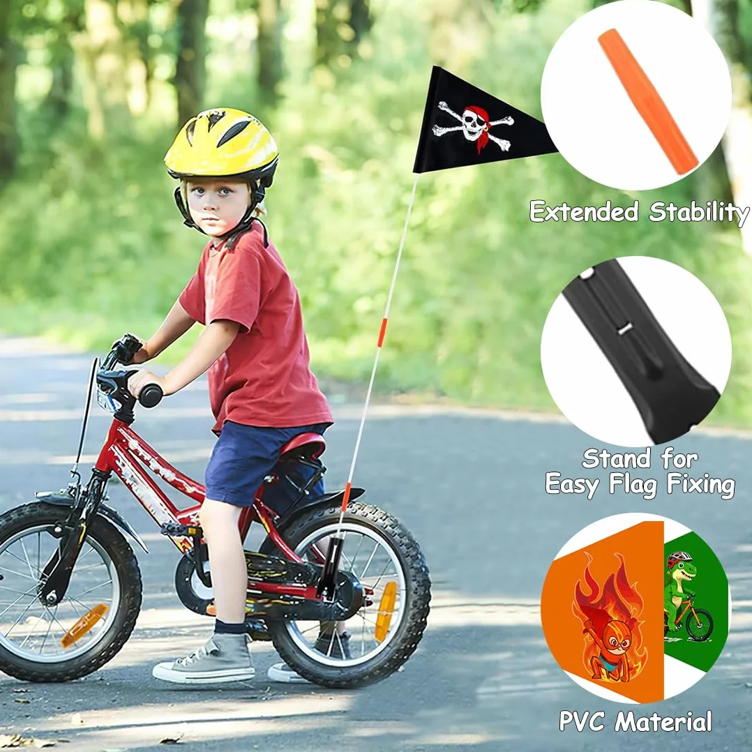 Bandiere Gagliardetto per Bicicletta, Bandierina di Sicurezza in Tela Antistrappo per Bambini, Accessori Bicicletta