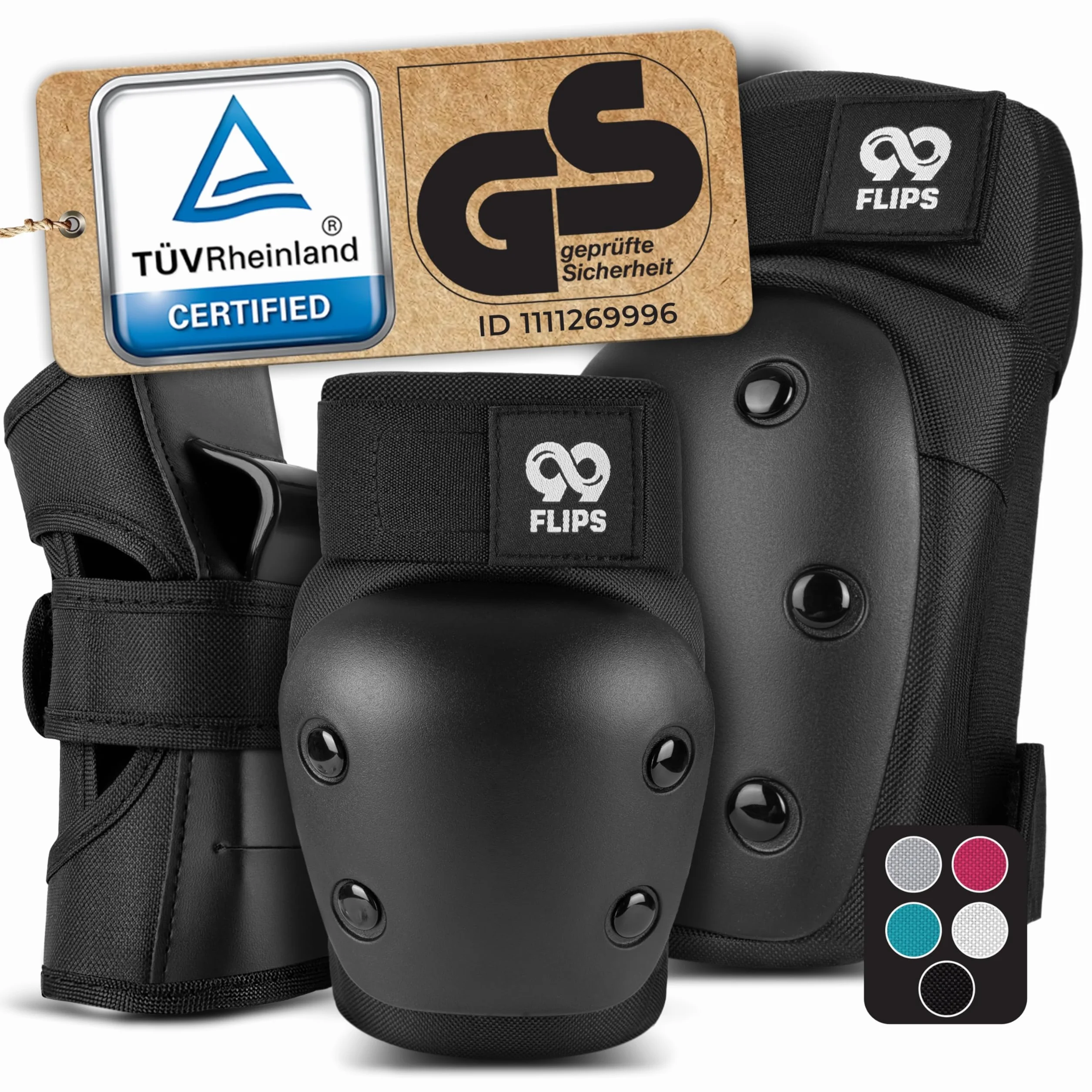 99FLIPS Protezioni Skateboard Adulto e Giovani - Set Ginocchiere Gomitiere