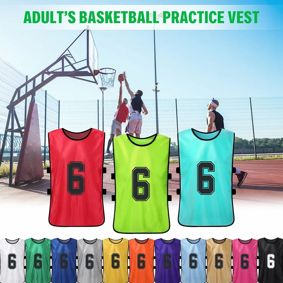 Maglie da Calcio Numerate 12 PCS Adulti Soccer Pinnies Quick Drying Training Gilet Sportivo