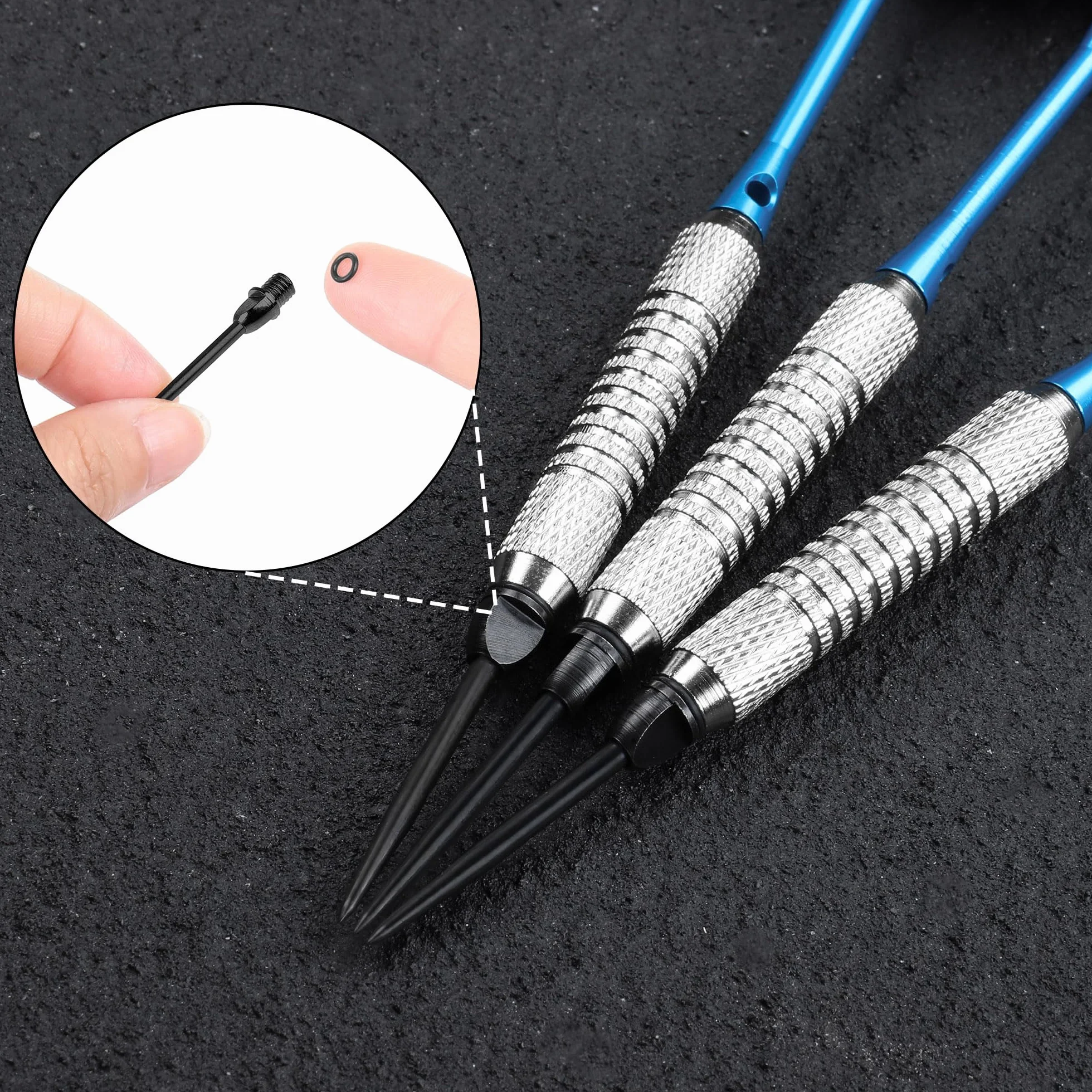 CyeeLife 12 pezzi punte in acciaio 2BA per freccette + affilatore, converti softdart